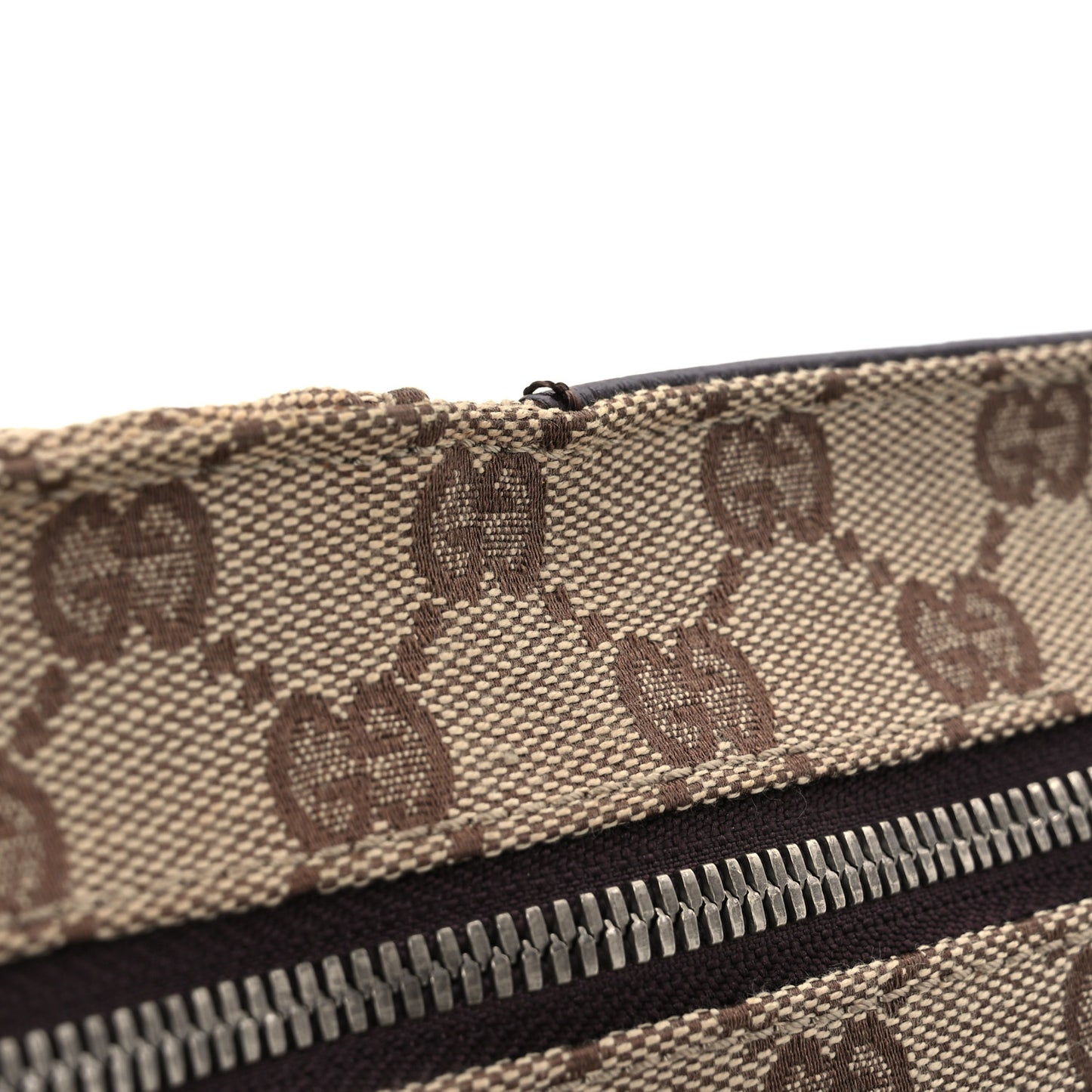 GG Monogram Double Pocket Belt Bag Dark Brown