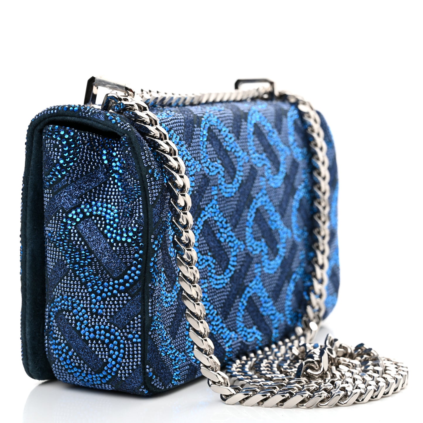 Glittery Crystal Embellished Small TB Lola Bag Blue