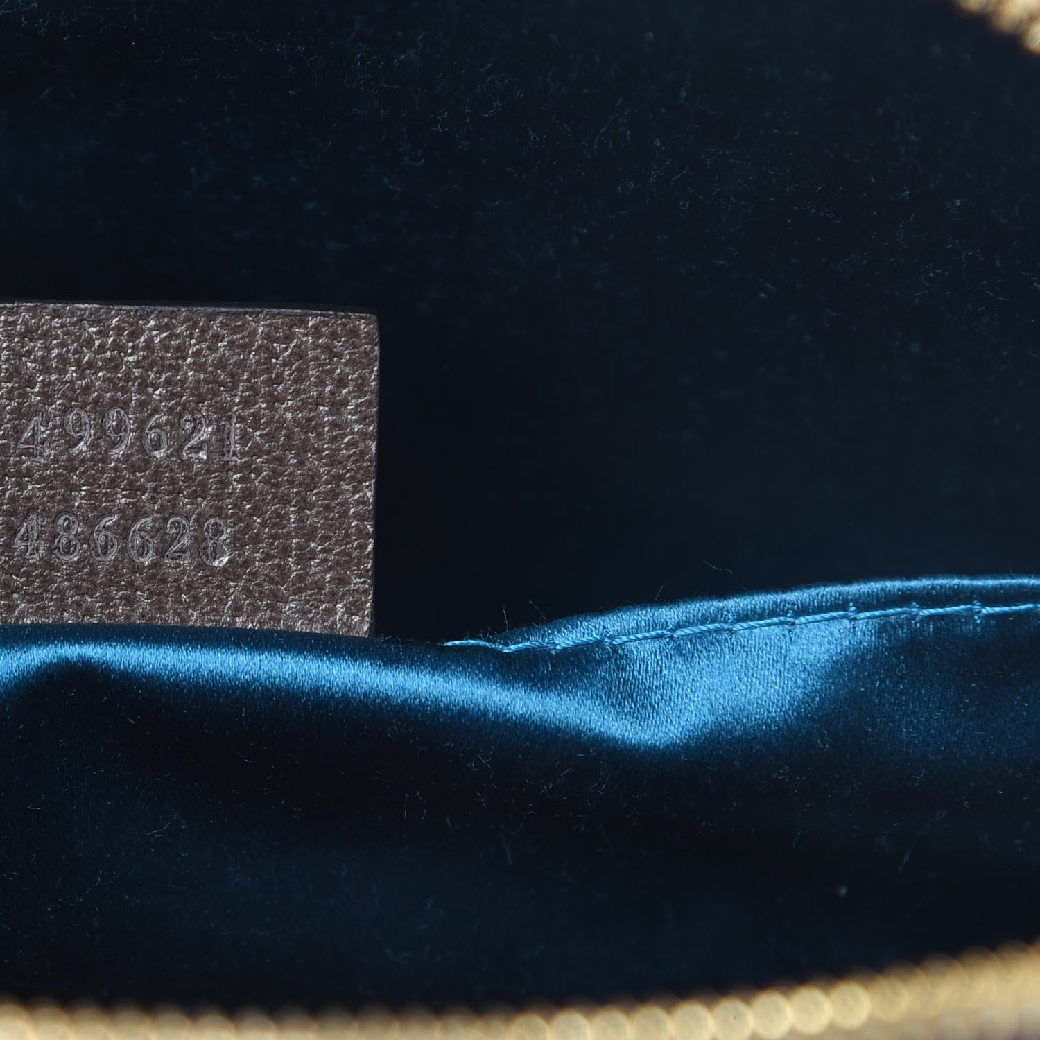 Gucci GG Supreme Monogram Textured Dollar Calfskin Web Small Ophidia Dome Shoulder Bag Beige Ebony New Acero 7 of 11