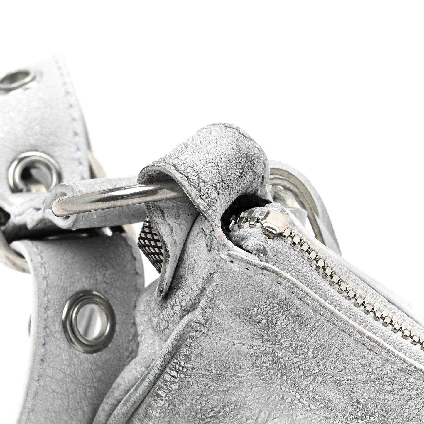 Agneau Arena Dirty Effect Le Cagole Shoulder Bag XS Optic White
