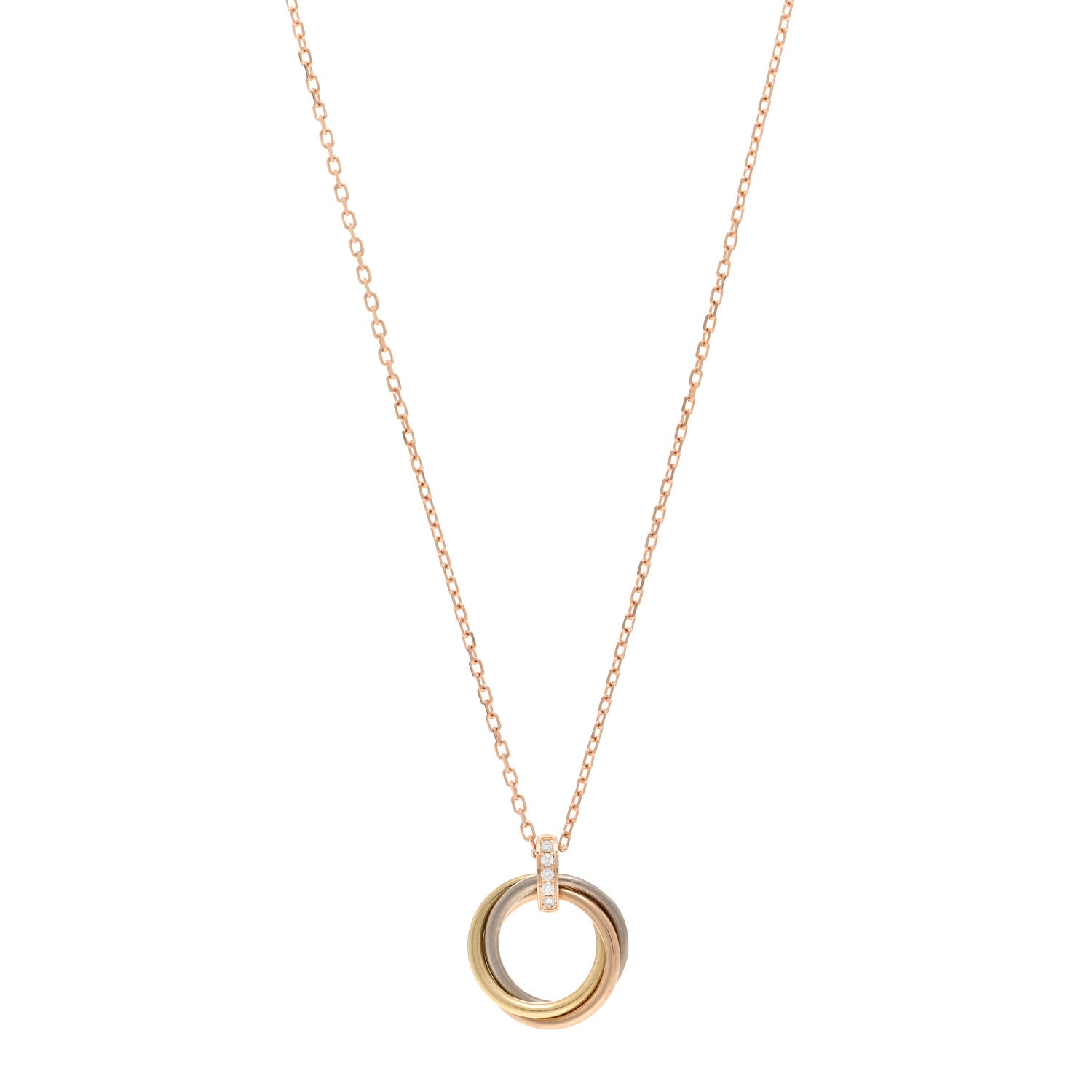 Cartier 18K Pink White Yellow Gold Diamond Trinity Pendant Necklace 1 of 4