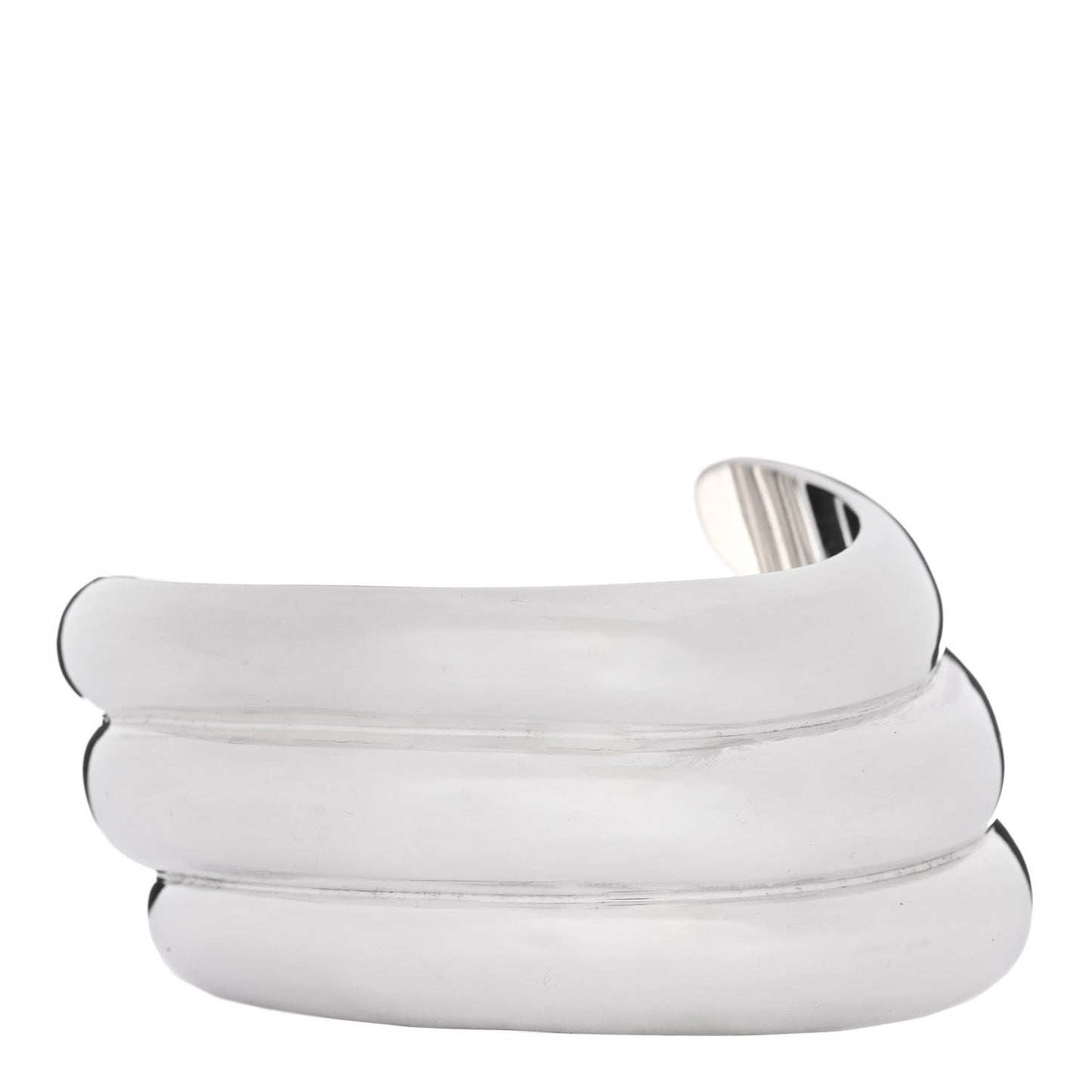 Sterling Silver Wide Puffy 3 Row Cuff Bracelet