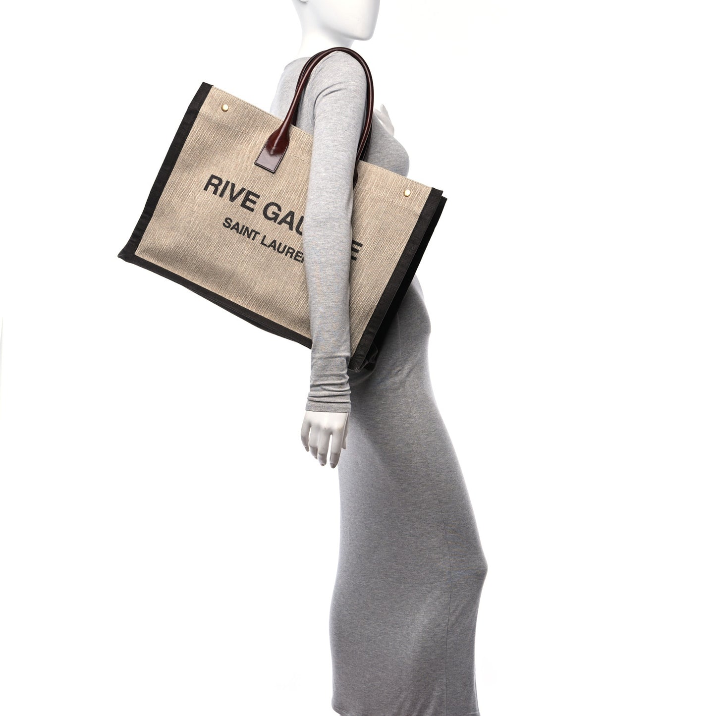 Linen Calfskin Rive Gauche Tote Natural