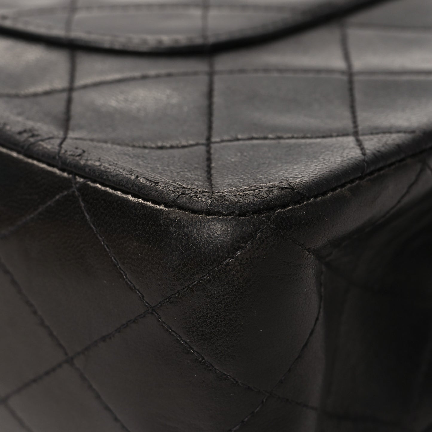 Lambskin Quilted Medium Double Flap Black