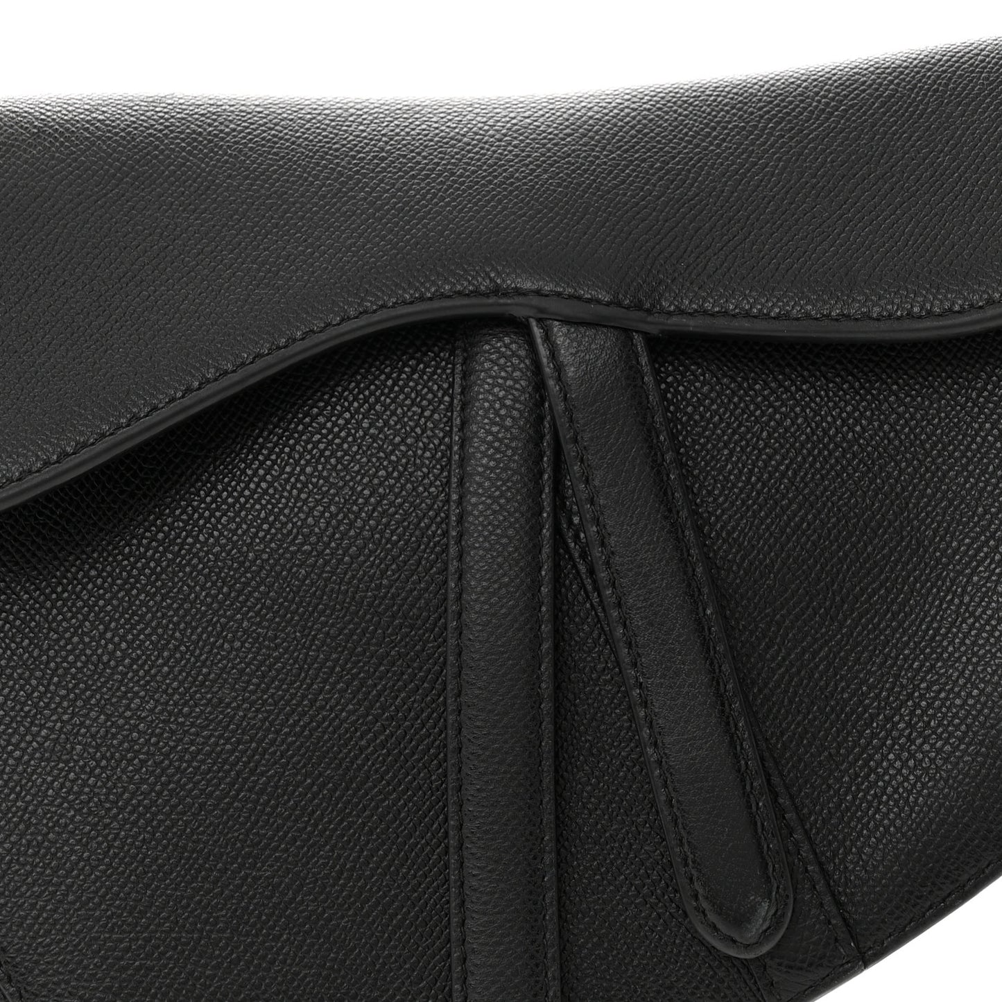 Grained Calfskin Saddle Bag Black