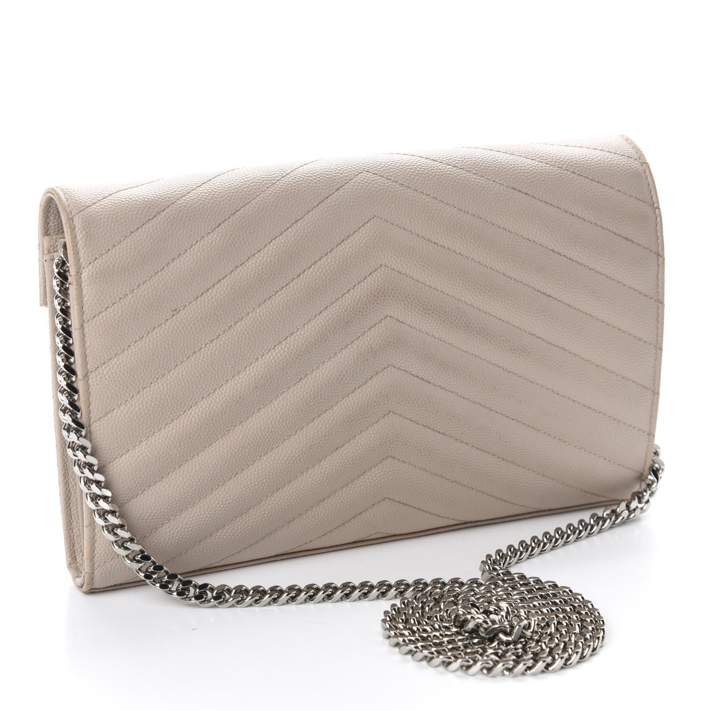Grain De Poudre Matelasse Chevron Monogram Chain Wallet Nude Powder