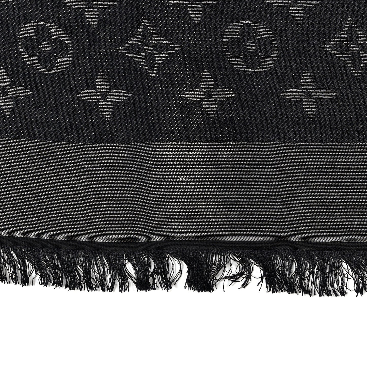 Silk Lurex Wool Monogram Shine Shawl Black