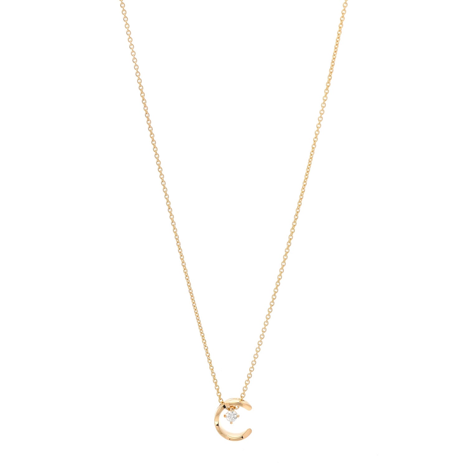 Chanel 18K Yellow Gold Diamond Coco Crush C Necklace 965135