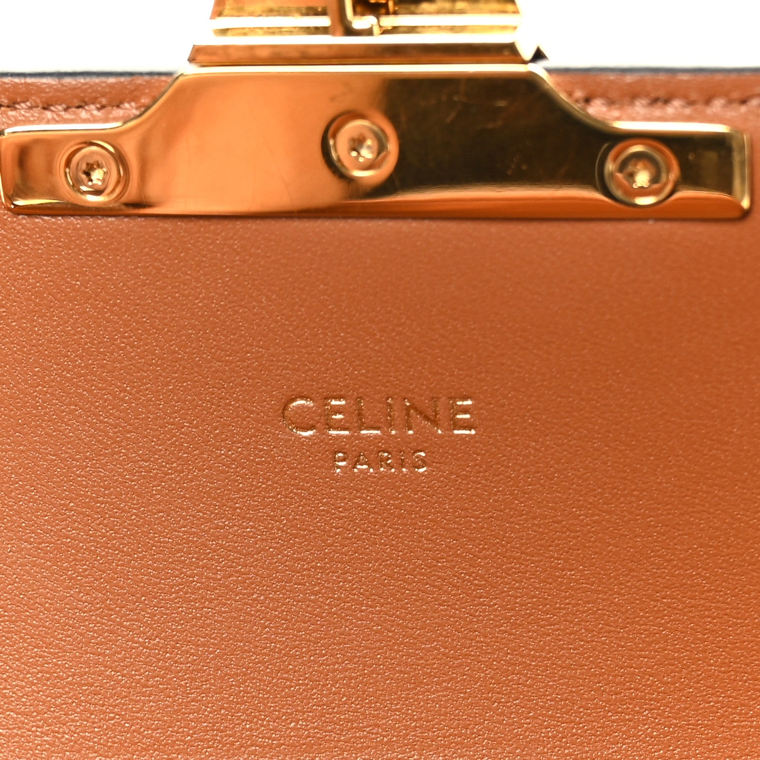 Celine Canvas Calfskin Triomphe Shoulder Bag Tan 6 of 9