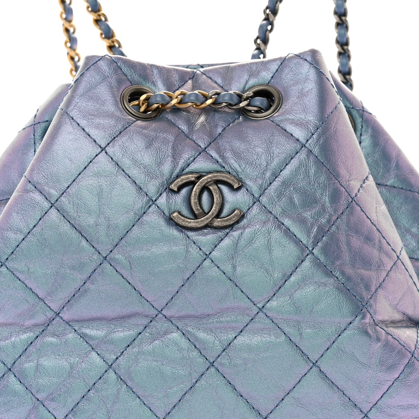 Iridescent Lambskin Calfskin Small Quilted Gabrielle Backpack Light Purple