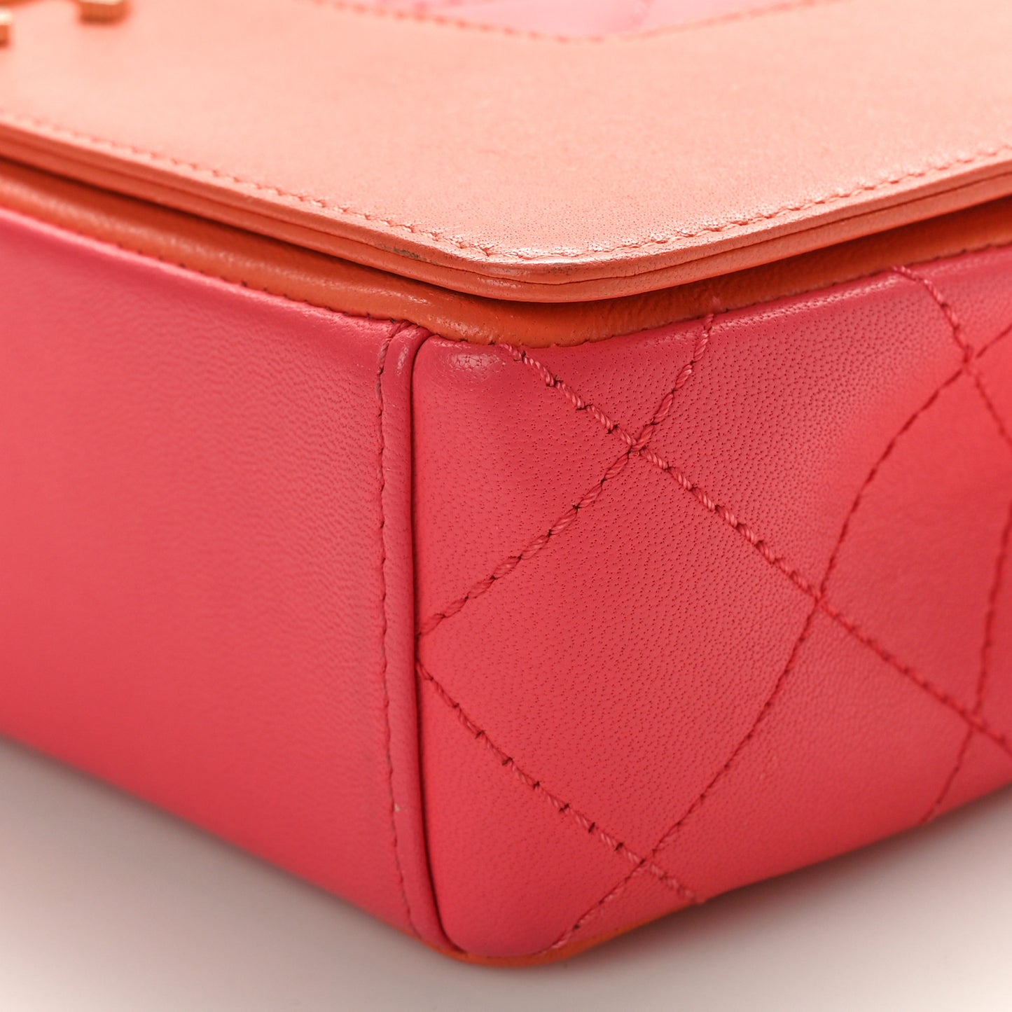 Sheepskin Quilted Medium Vintage Mademoiselle Flap Coral Orange