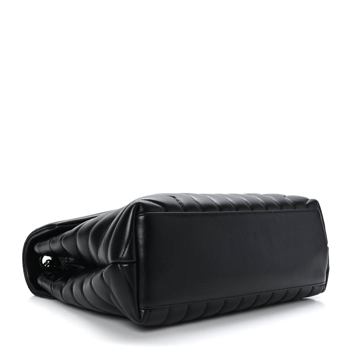 Calfskin Y Quilted Monogram Monochrome Medium Loulou Chain Satchel Black