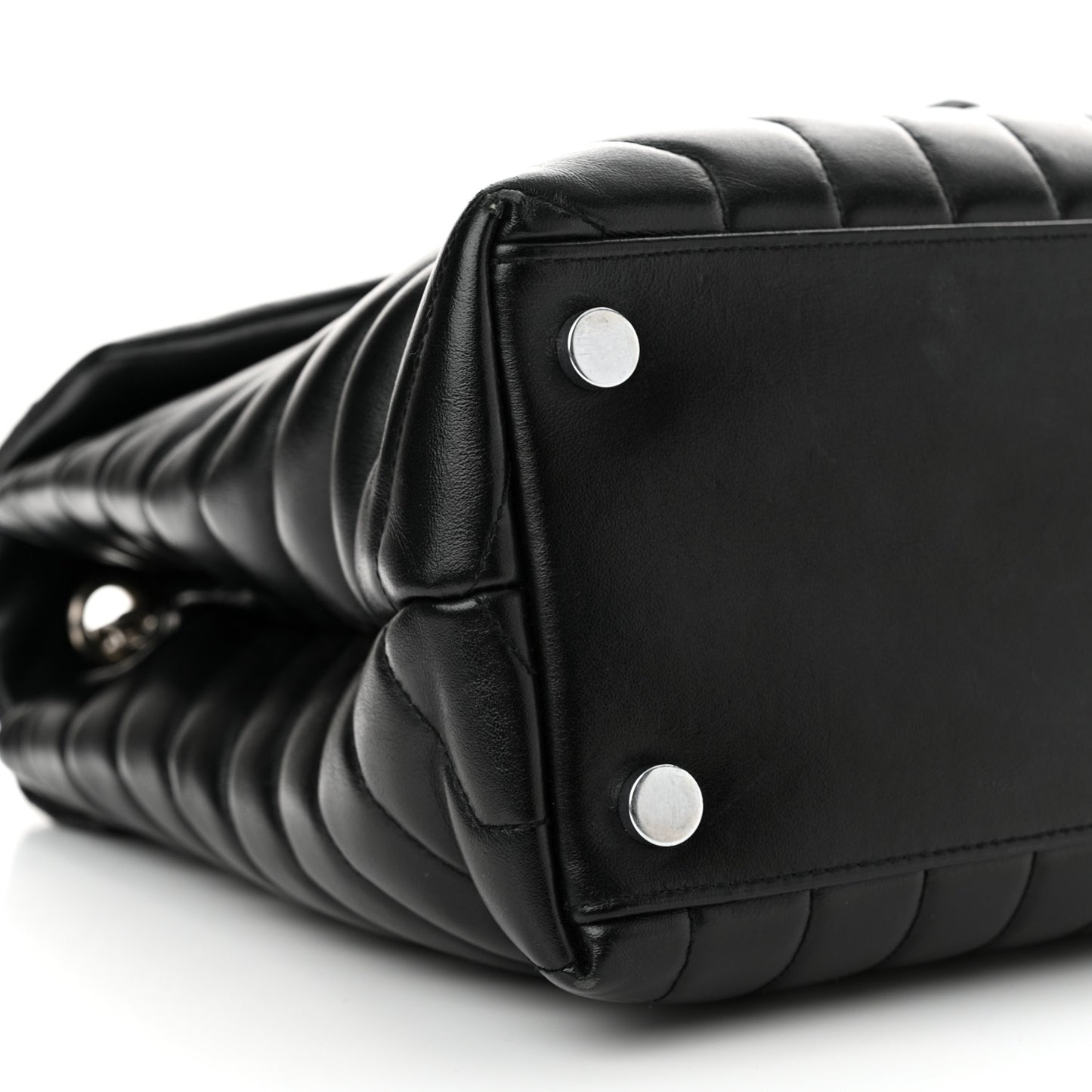 Calfskin Y Quilted Monogram Large Loulou Chain Satchel Black
