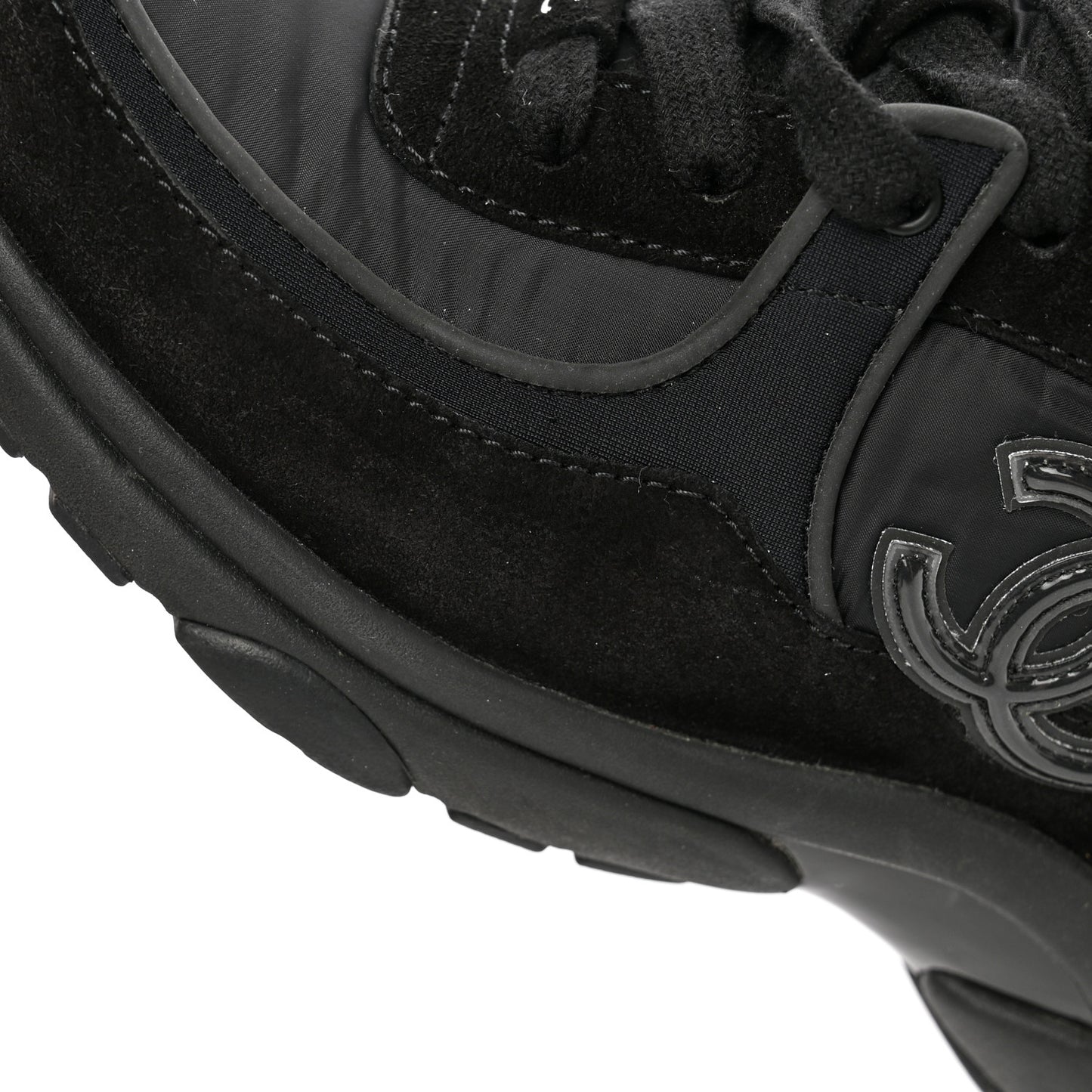 Fabric Calfskin Suede CC Sneakers 36 Black