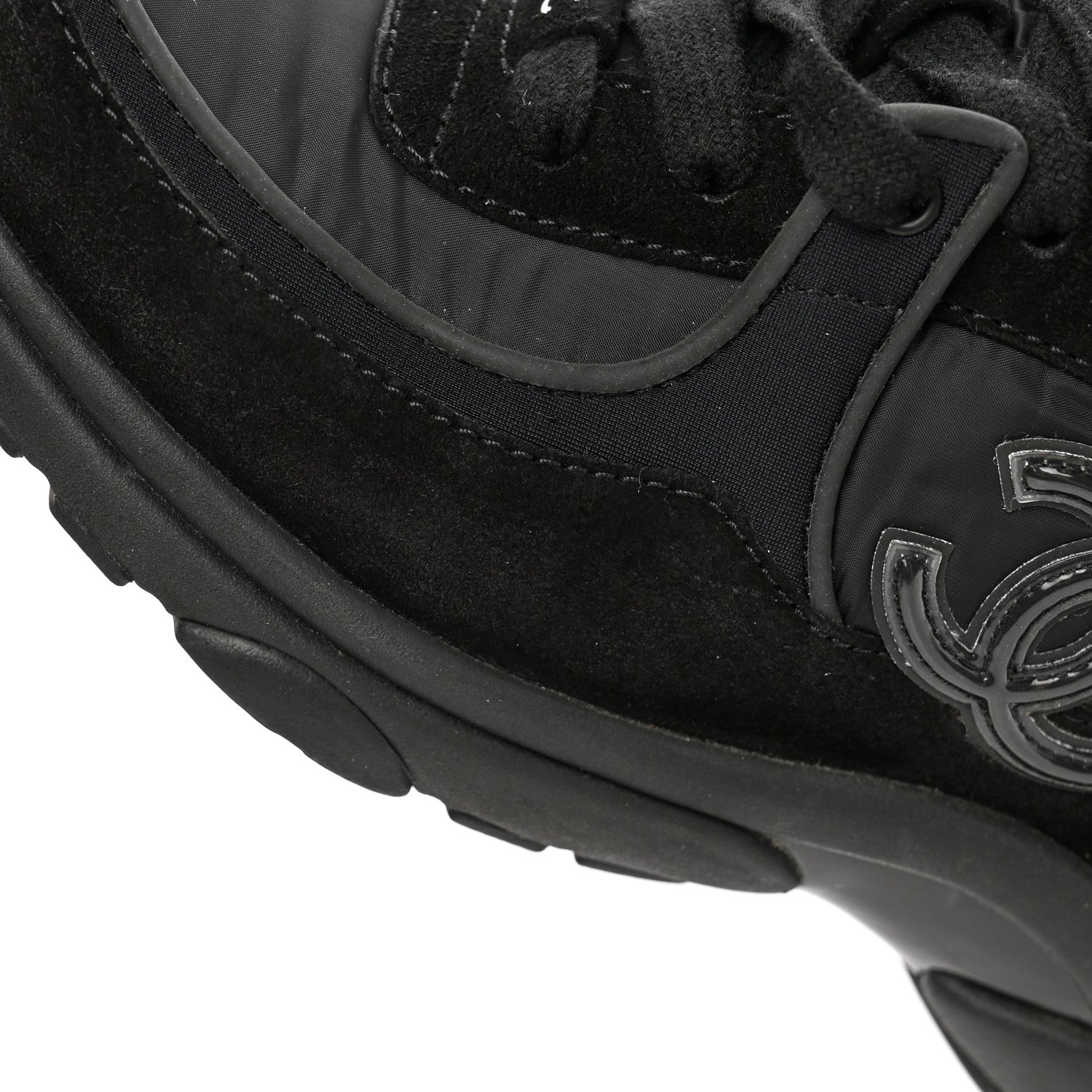 Chanel Fabric Calfskin Suede CC Sneakers 36 Black 8 of 15