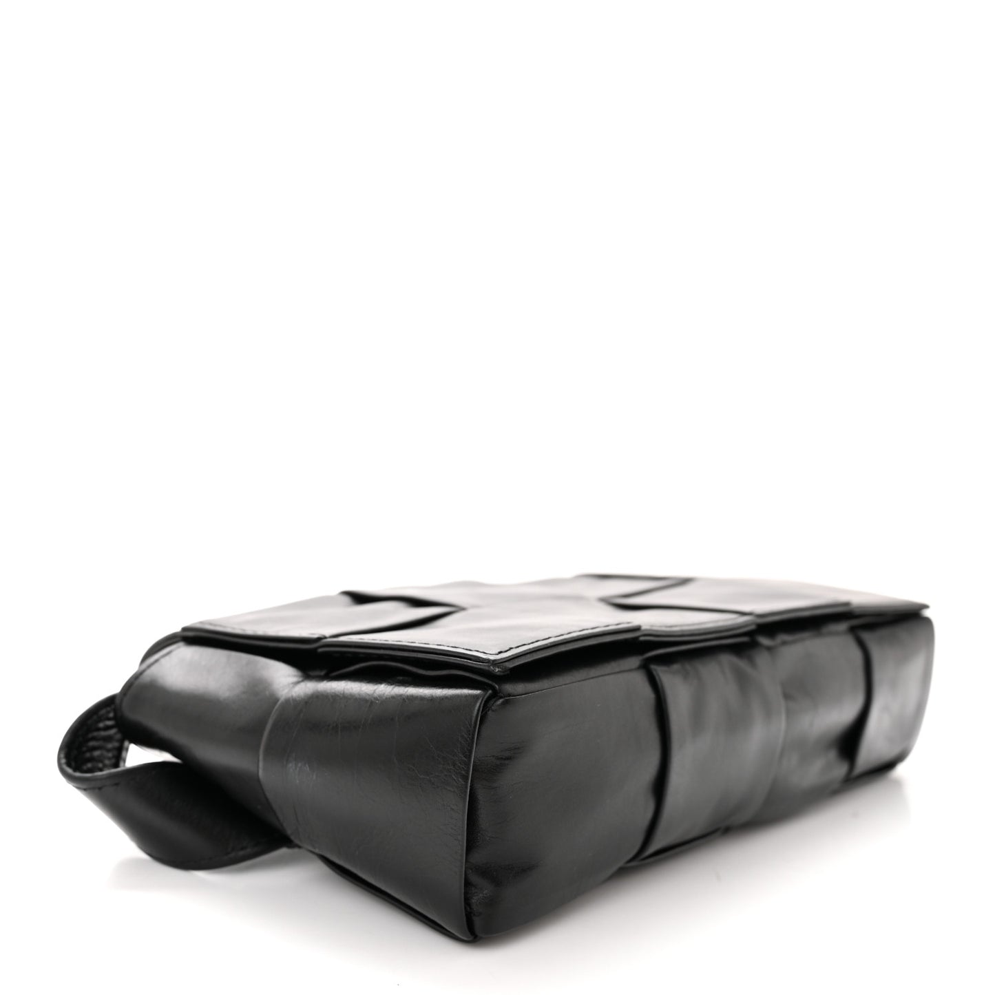 Paper Calfskin Intrecciato Cassette Belt Bag Black