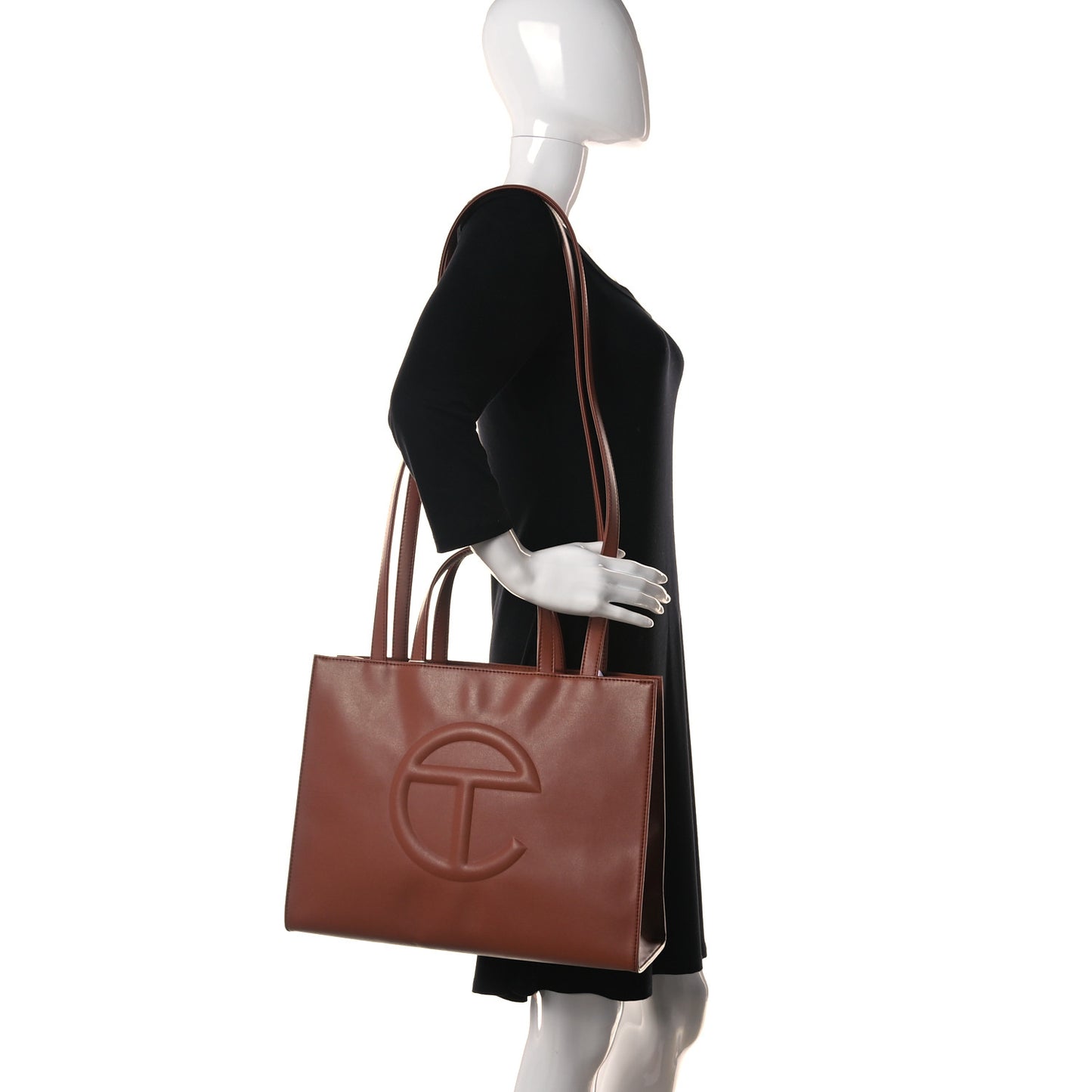 Vegan Leather Medium Shopping Bag Tan