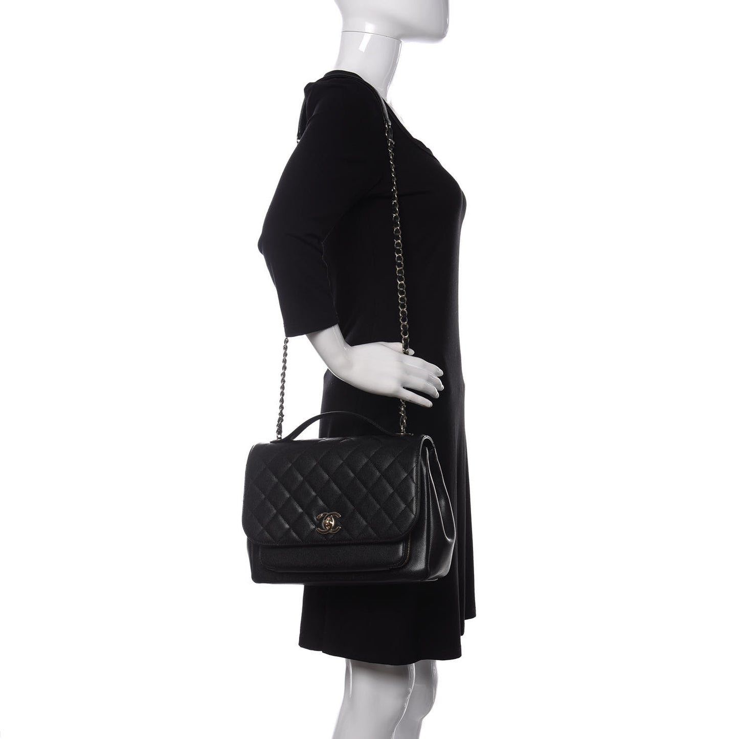 Caviar Quilted Large Business Affinity Flap Black