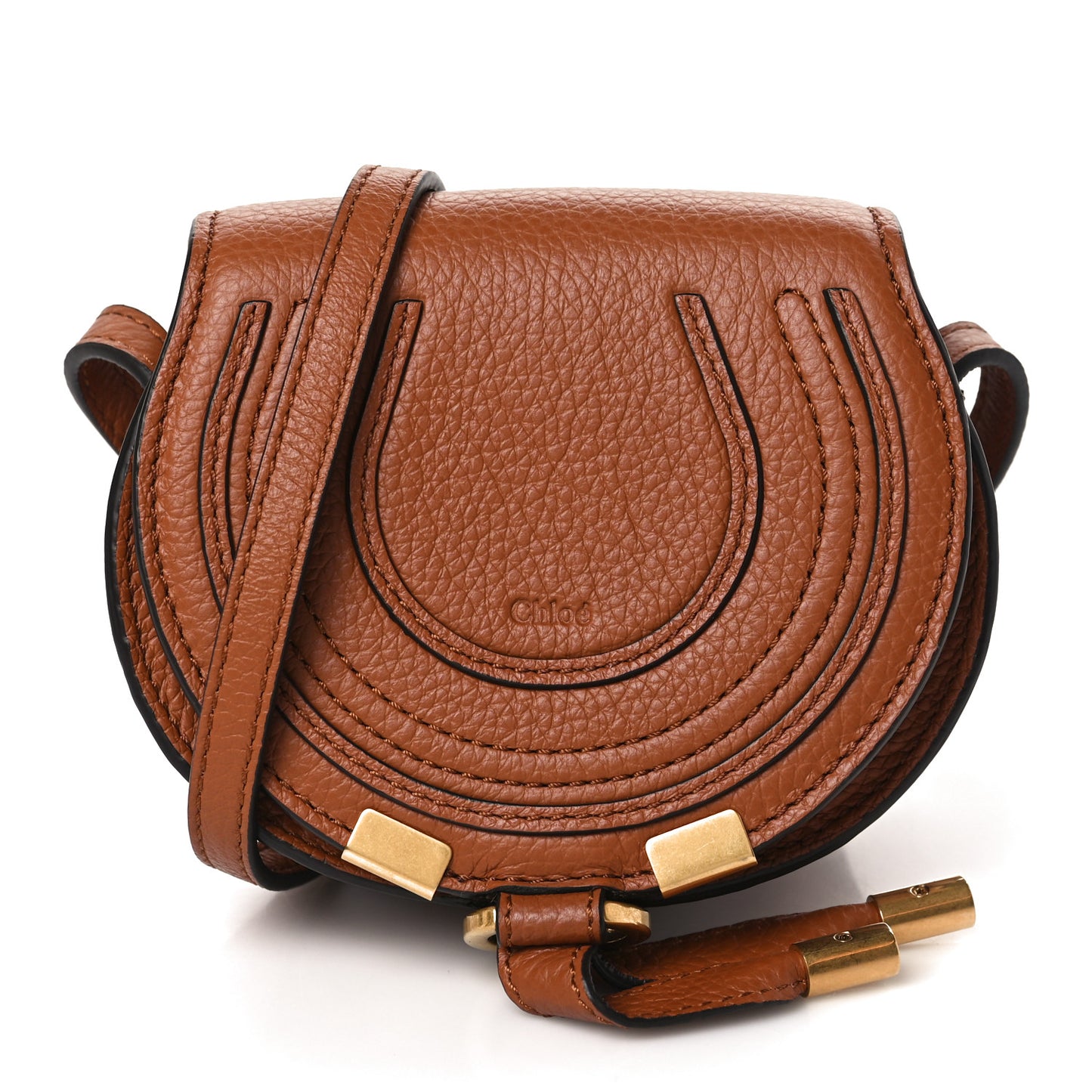 Calfskin Nano Marcie Saddle Bag Tan