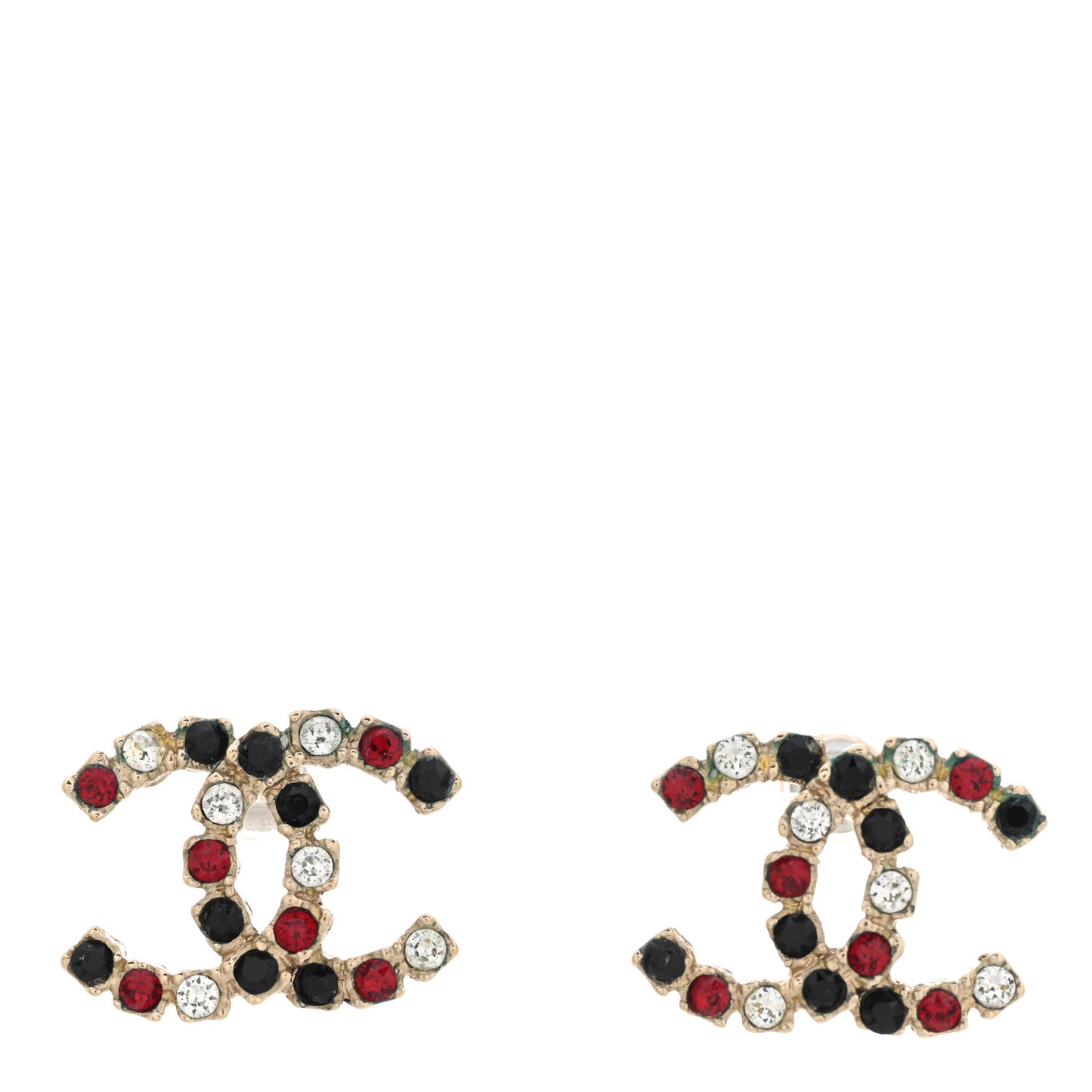 Crystal CC Earrings Gold Black Red