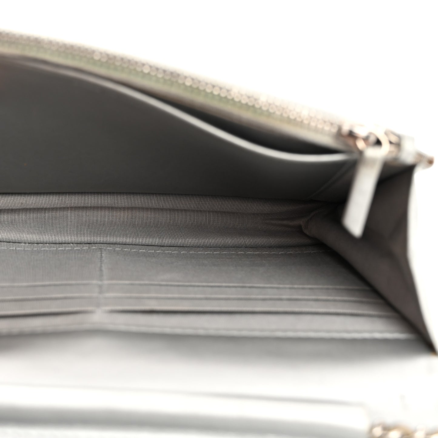 Patent Quilted Golden Class Wallet on Chain WOC Silver