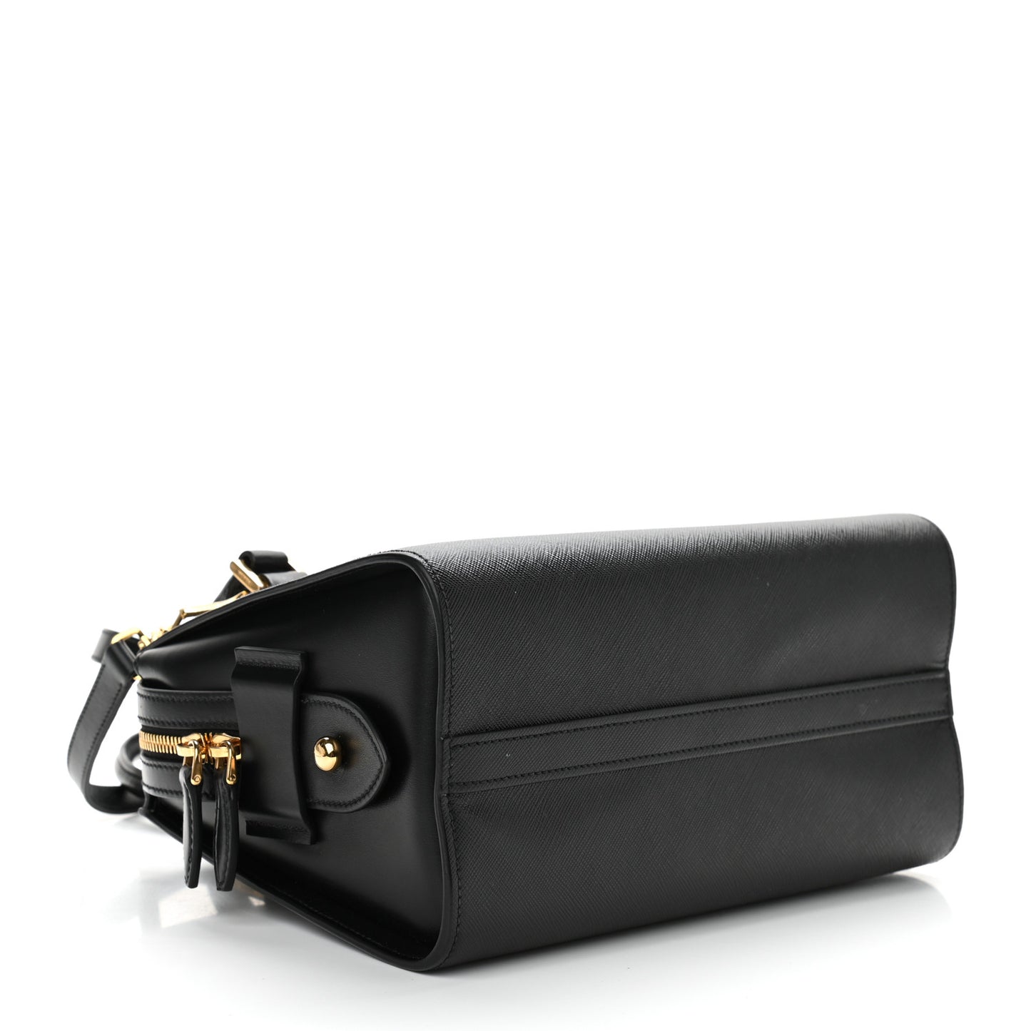 Saffiano Soft Calfskin Double Handle Satchel Black