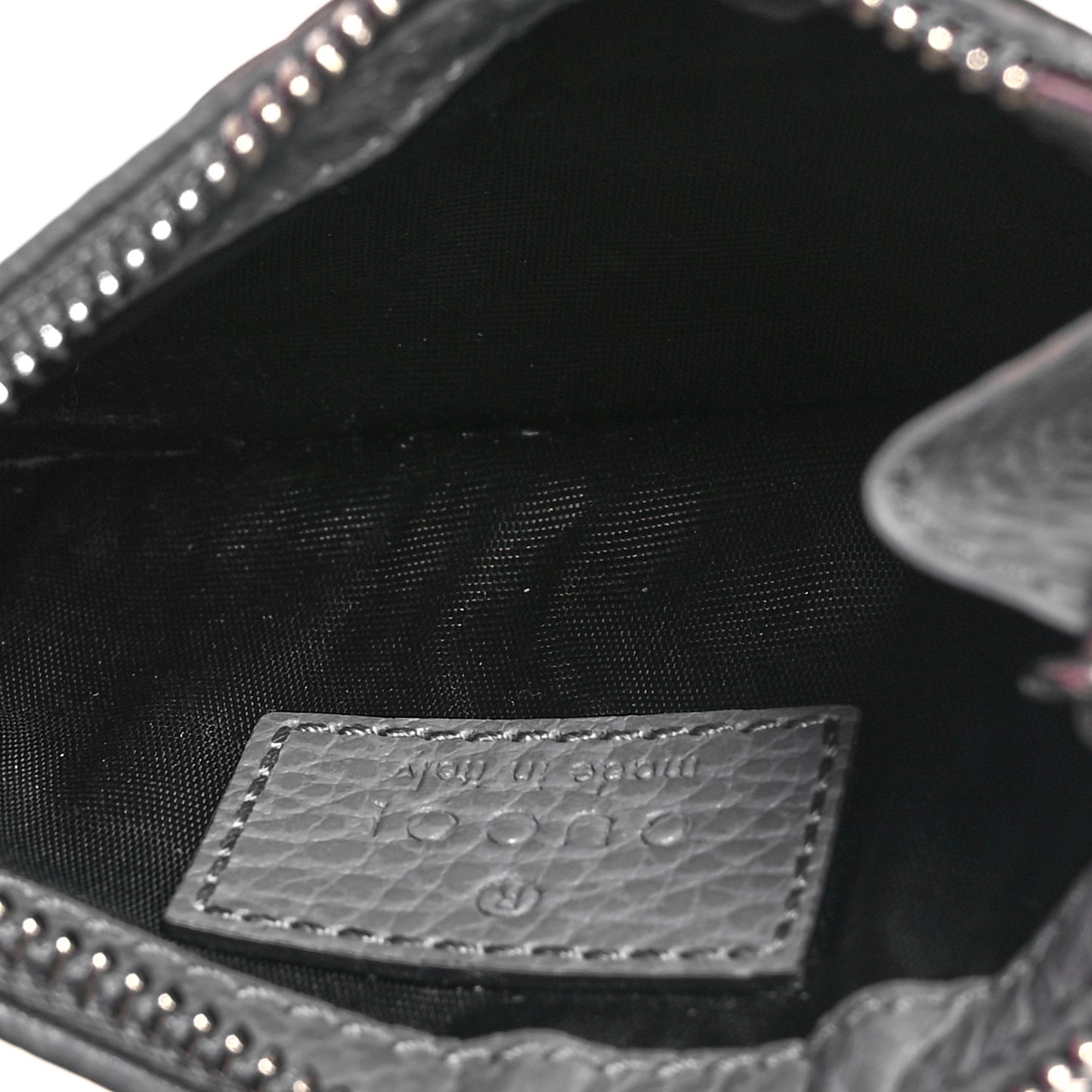 Dollar Calfskin Enamel Monochrome GG Marmont Key Case Card Holder Grey