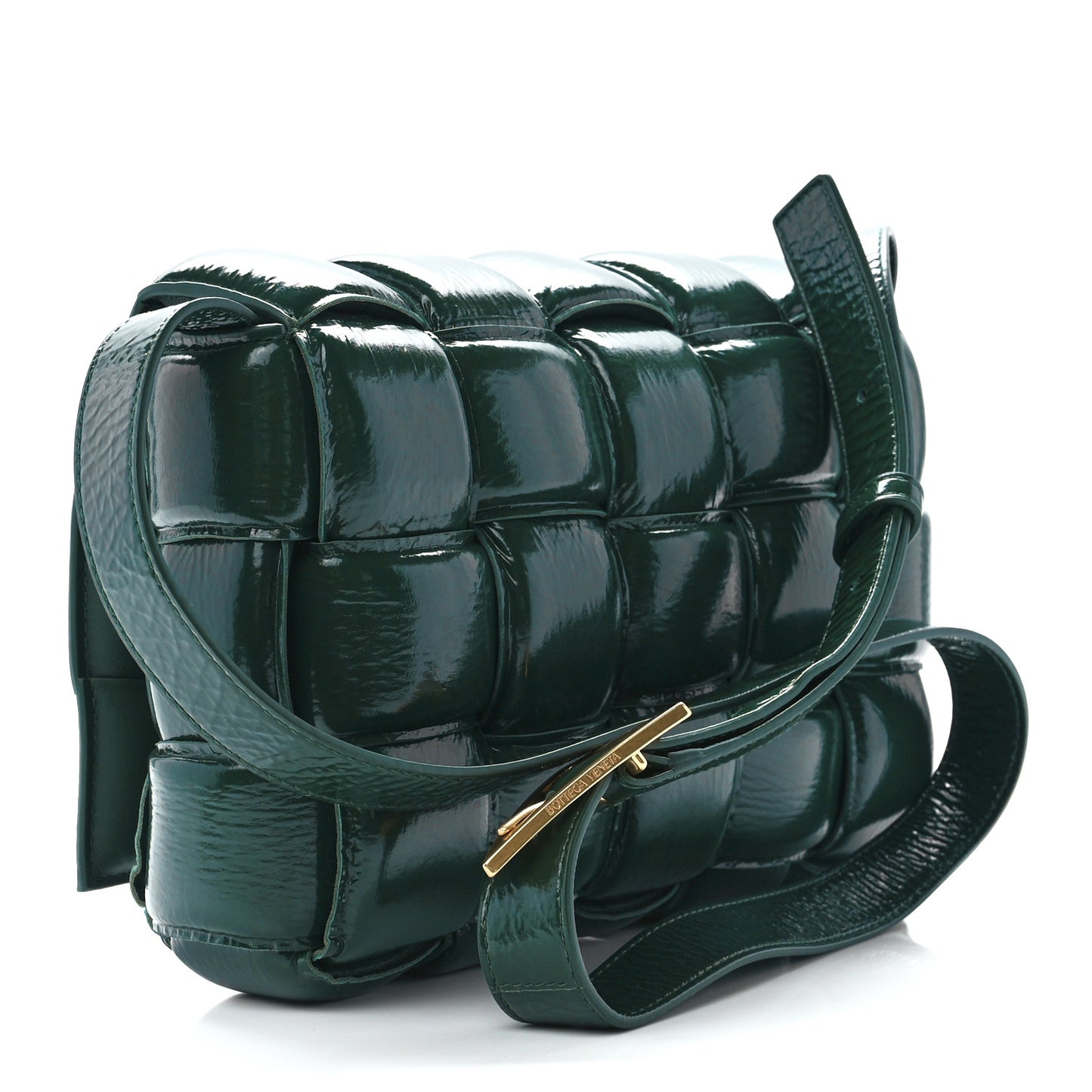 Textured Deerskin Maxi Intrecciato Padded Cassette Crossbody Bag Raintree