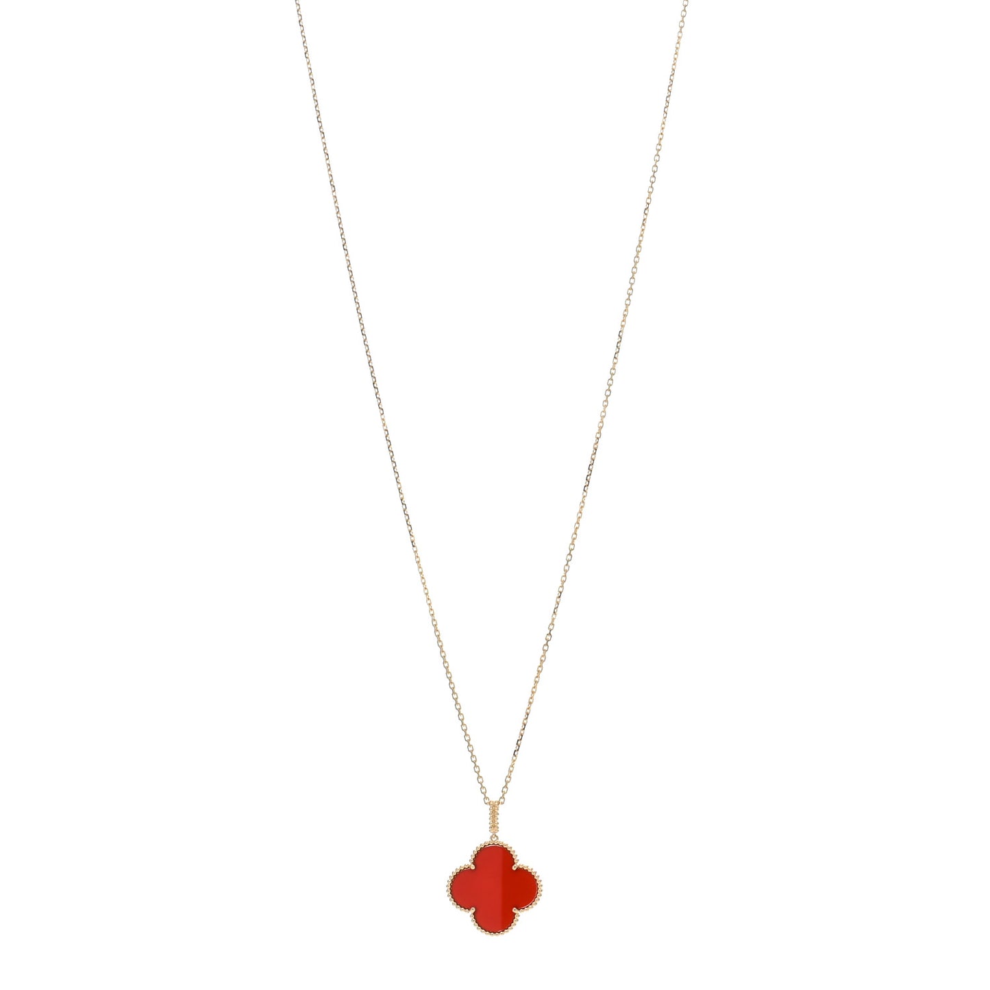 18K Yellow Gold Carnelian Magic Alhambra Long Necklace