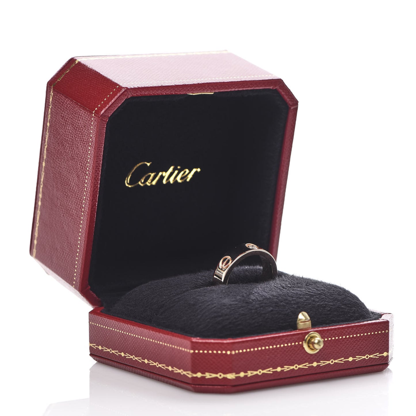 18K Pink Gold 3 Diamond 5.5mm LOVE Ring 54 6.75