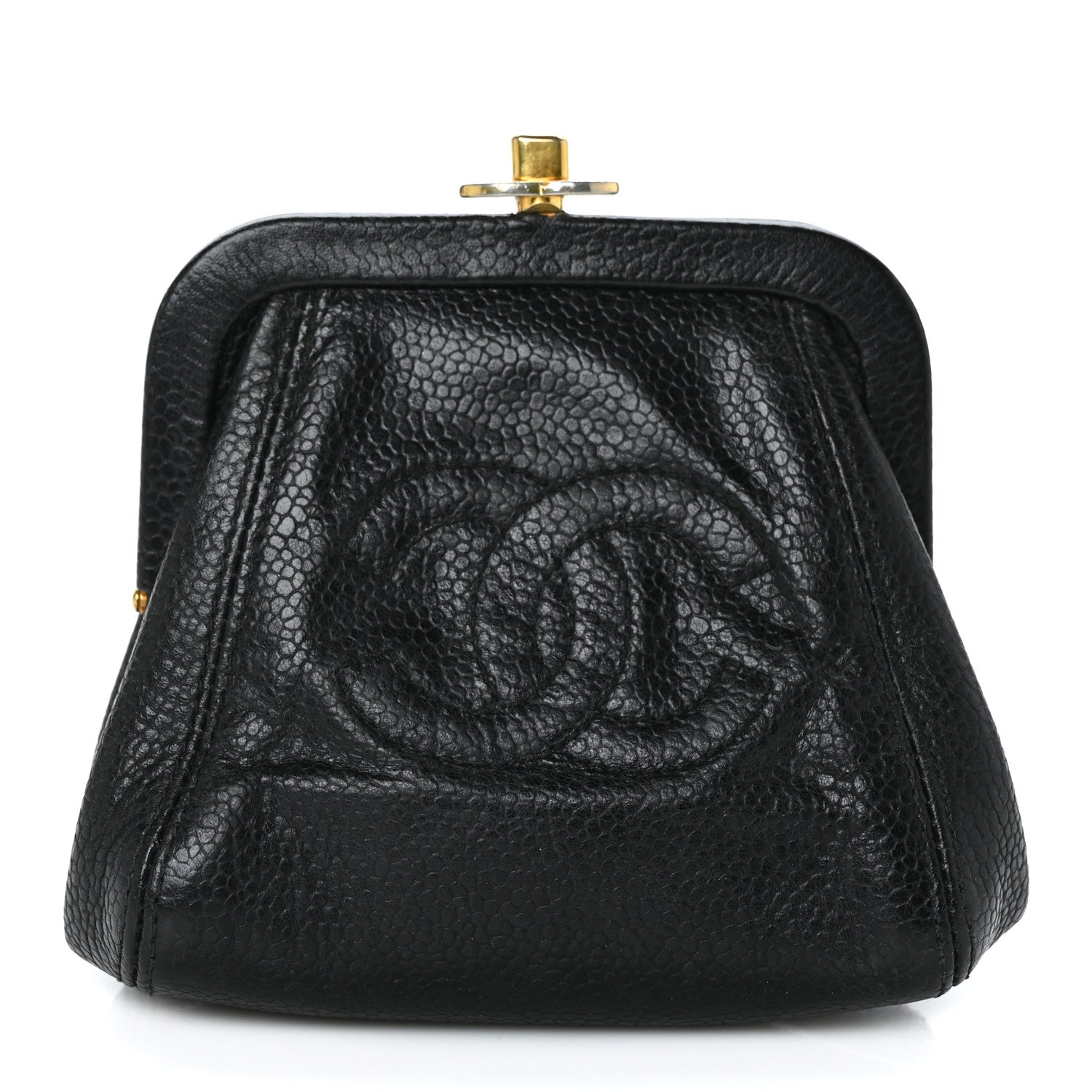 Chanel Caviar CC Kiss Lock Coin Purse Black 1163140 – FASHIONPHILE