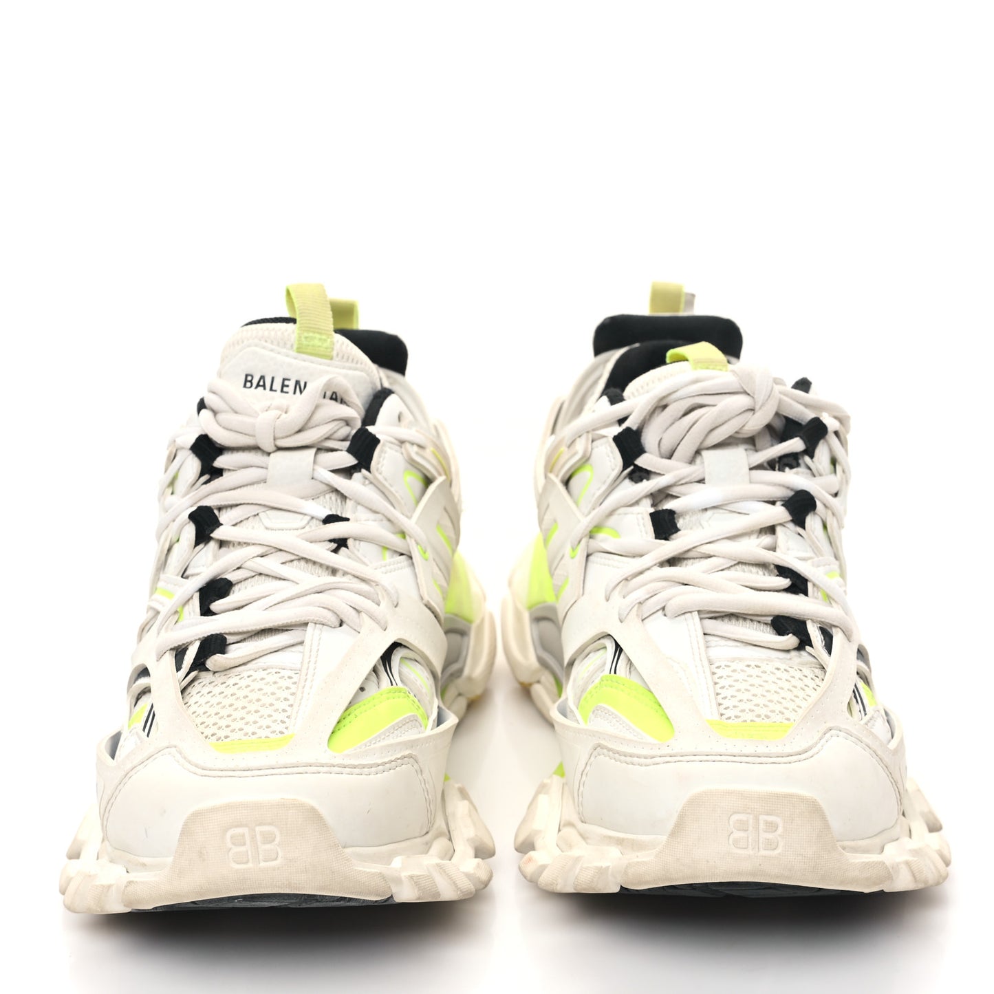Mesh Worn Out Mens Track Sneakers 39 White Fluo Yellow