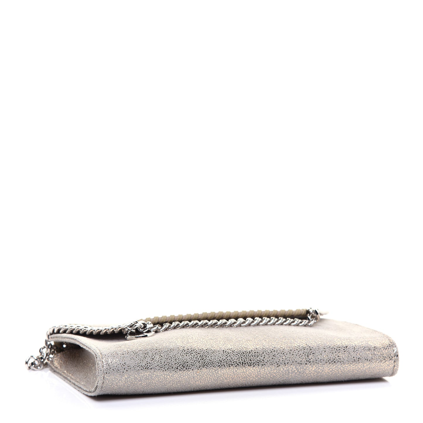 Metallic Shaggy Deer Falabella Wallet on Chain Silver