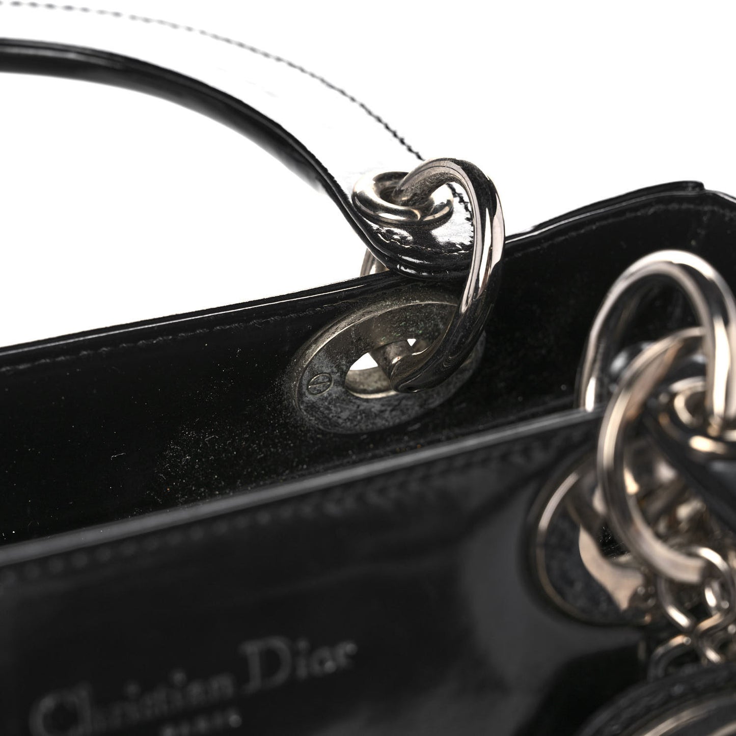 Glazed Calfskin Medium Lady Dior Black