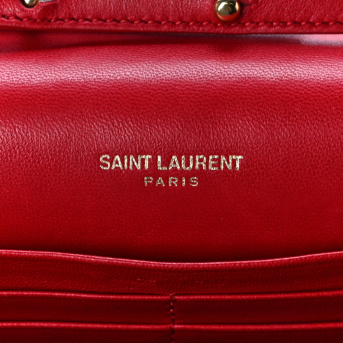 Lambskin Matelasse Chevron Monogram Sulpice Chain Wallet Red