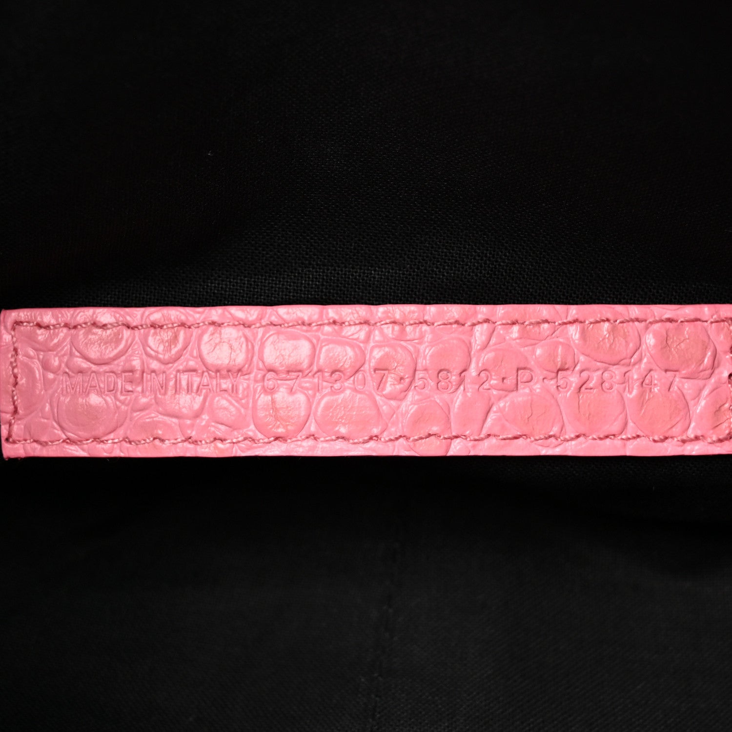 Balenciaga Extra Supple Calfskin Crocodile Embossed Small Le Cagole Shoulder Bag Sweet Pink 7 of 14