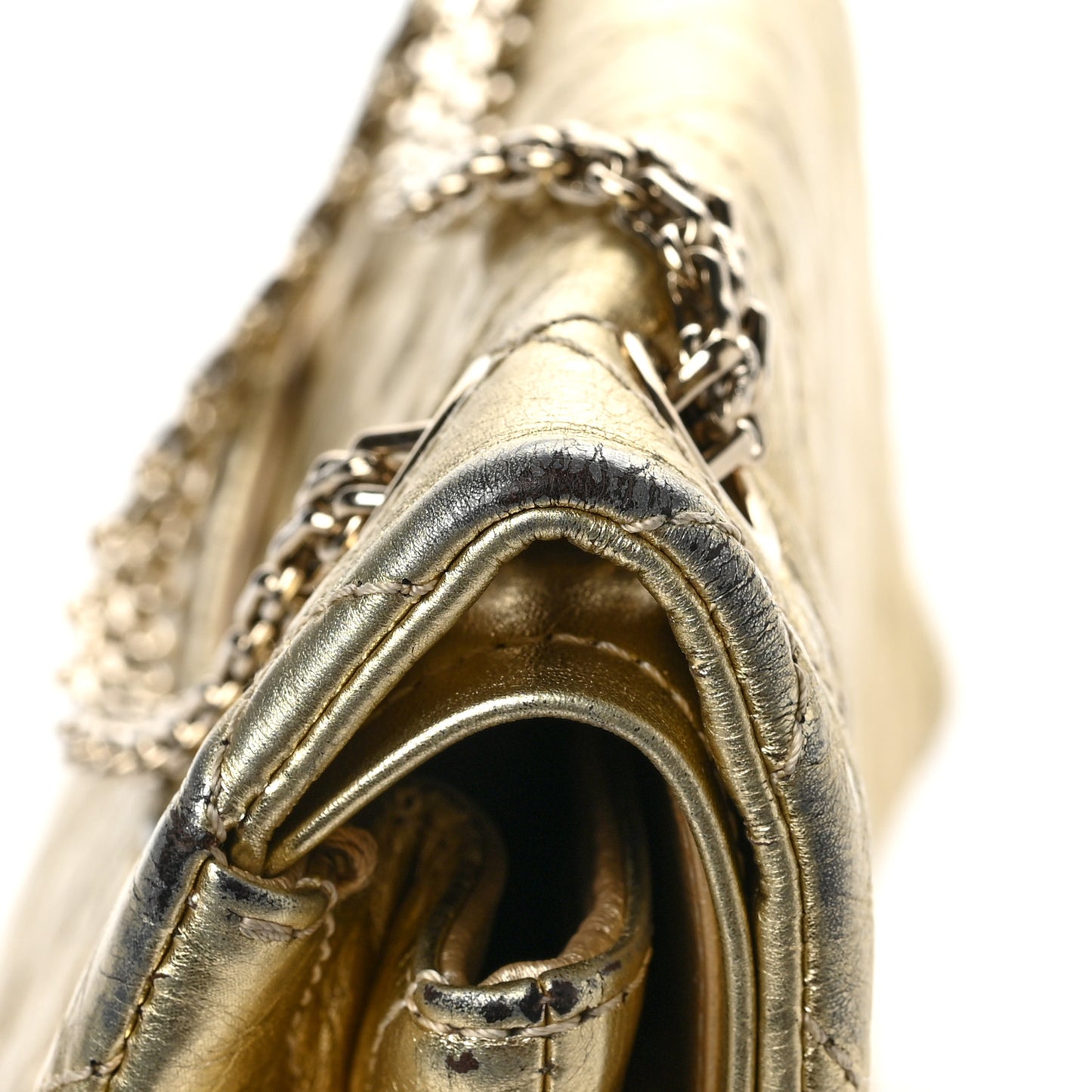 Metallic Aged Calfskin Quilted 2.55 Reissue 226 Flap Gold