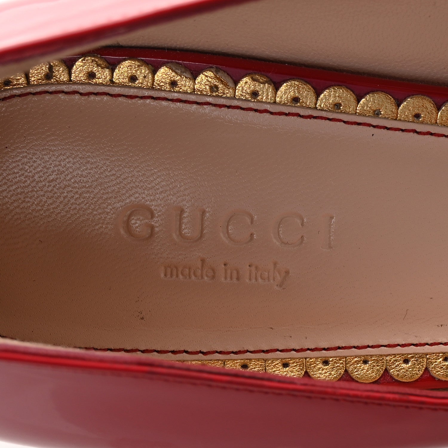 Gucci Vernice Crystal Pearl Embellished Mary Jane Pumps 37.5 Hibiscus Red 8 of 9