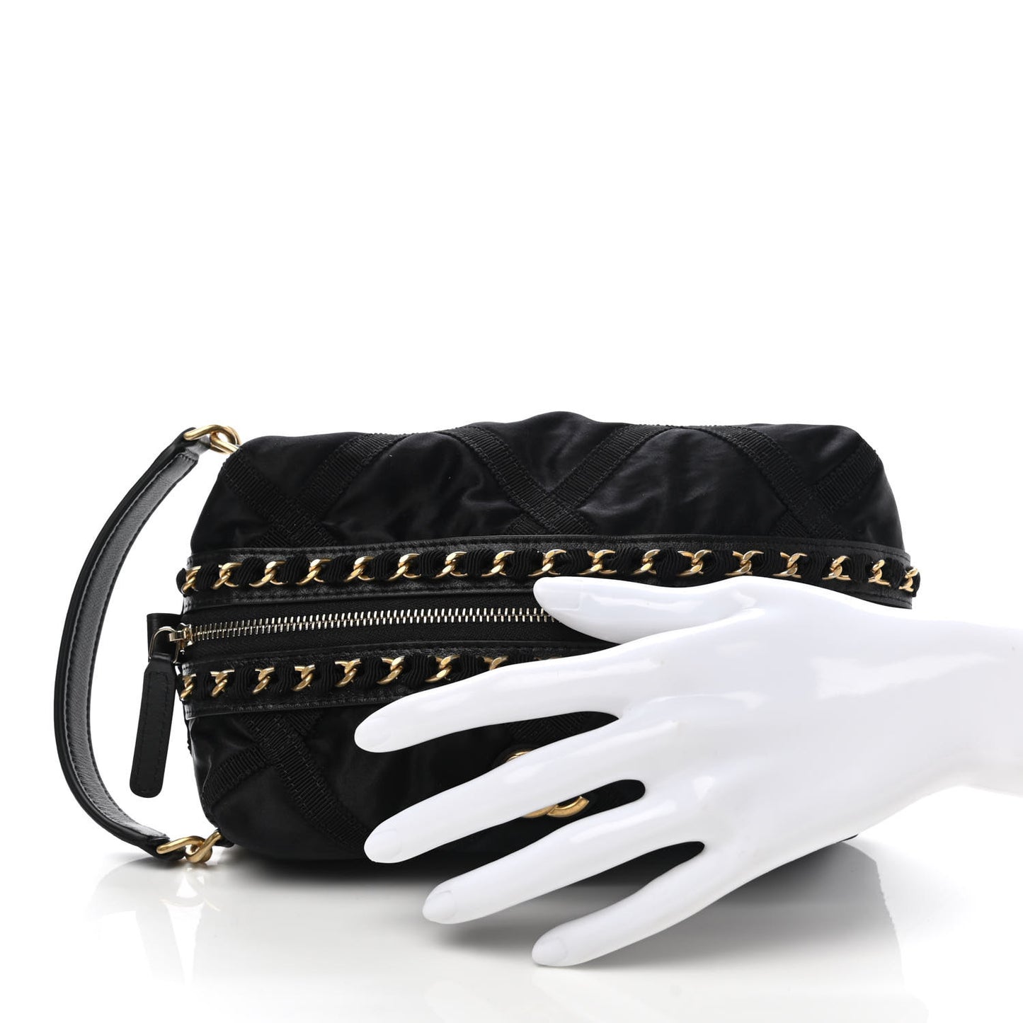 Nylon Grosgrain Lifestyle Pouch With Sleep Mask Black