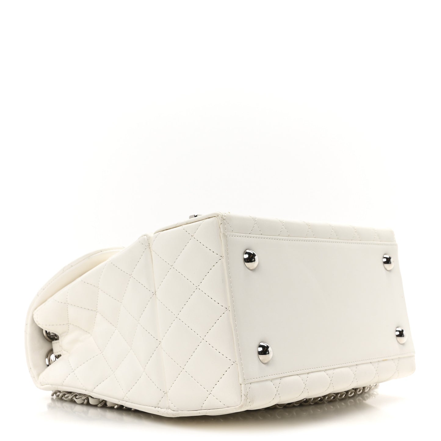 Lambskin Quilted Cockpit Flap Bag White