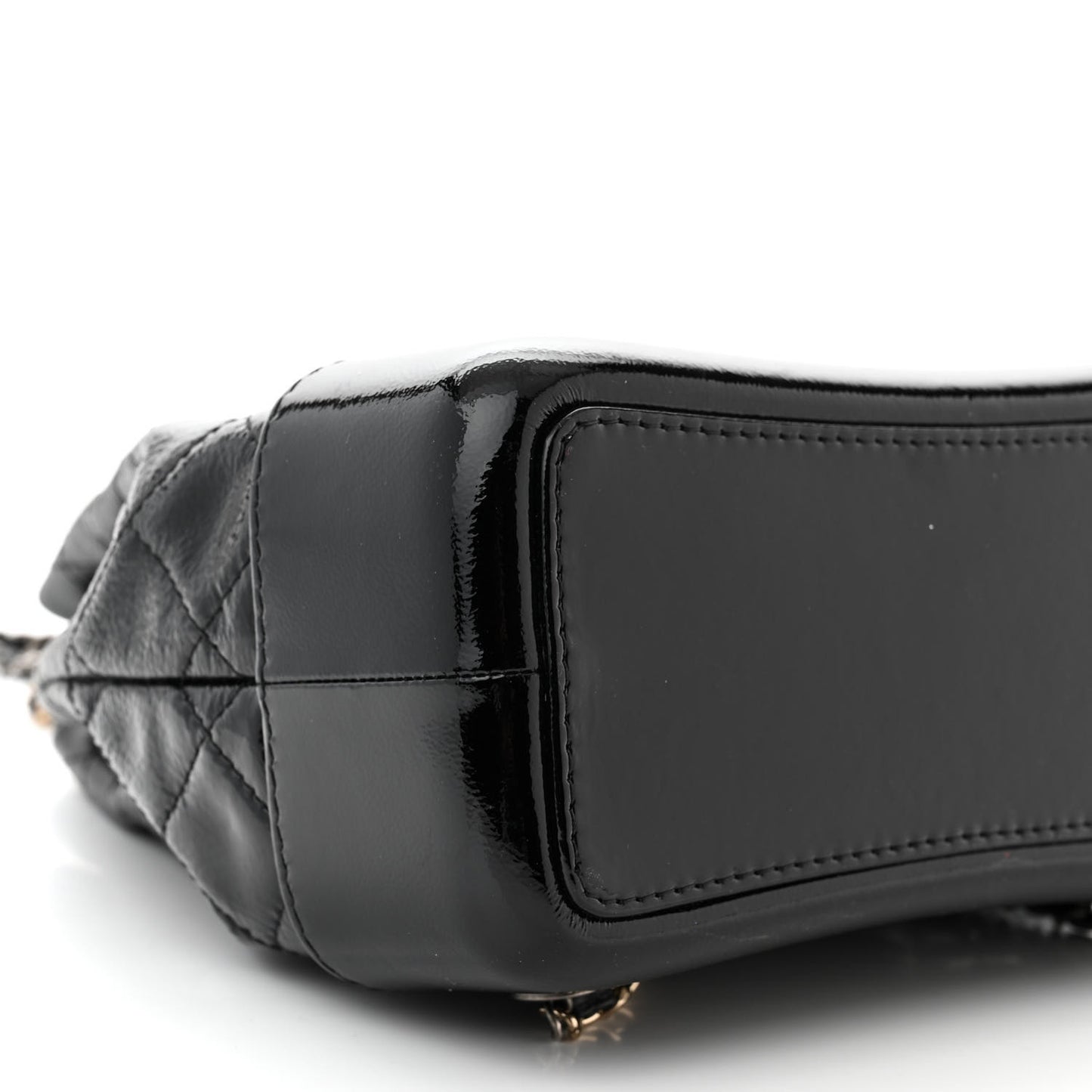 Patent Goatskin Quilted Small Gabrielle Backpack Black