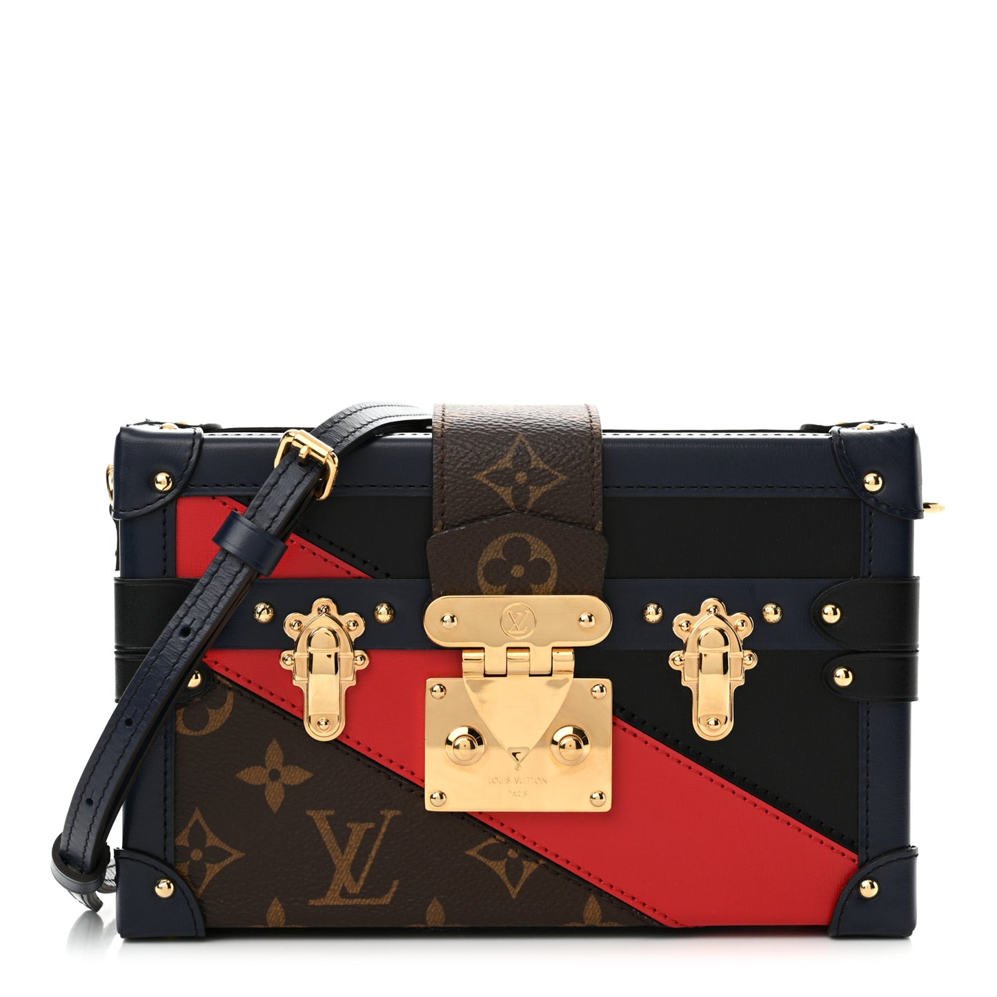 Monogram Malletage Print Petite Malle Marine Rouge
