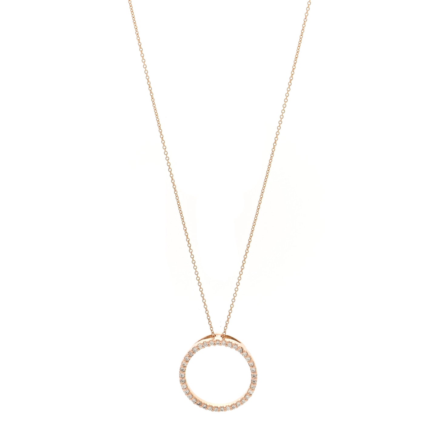 18K Rose Gold Diamond Circle Pendant Necklace