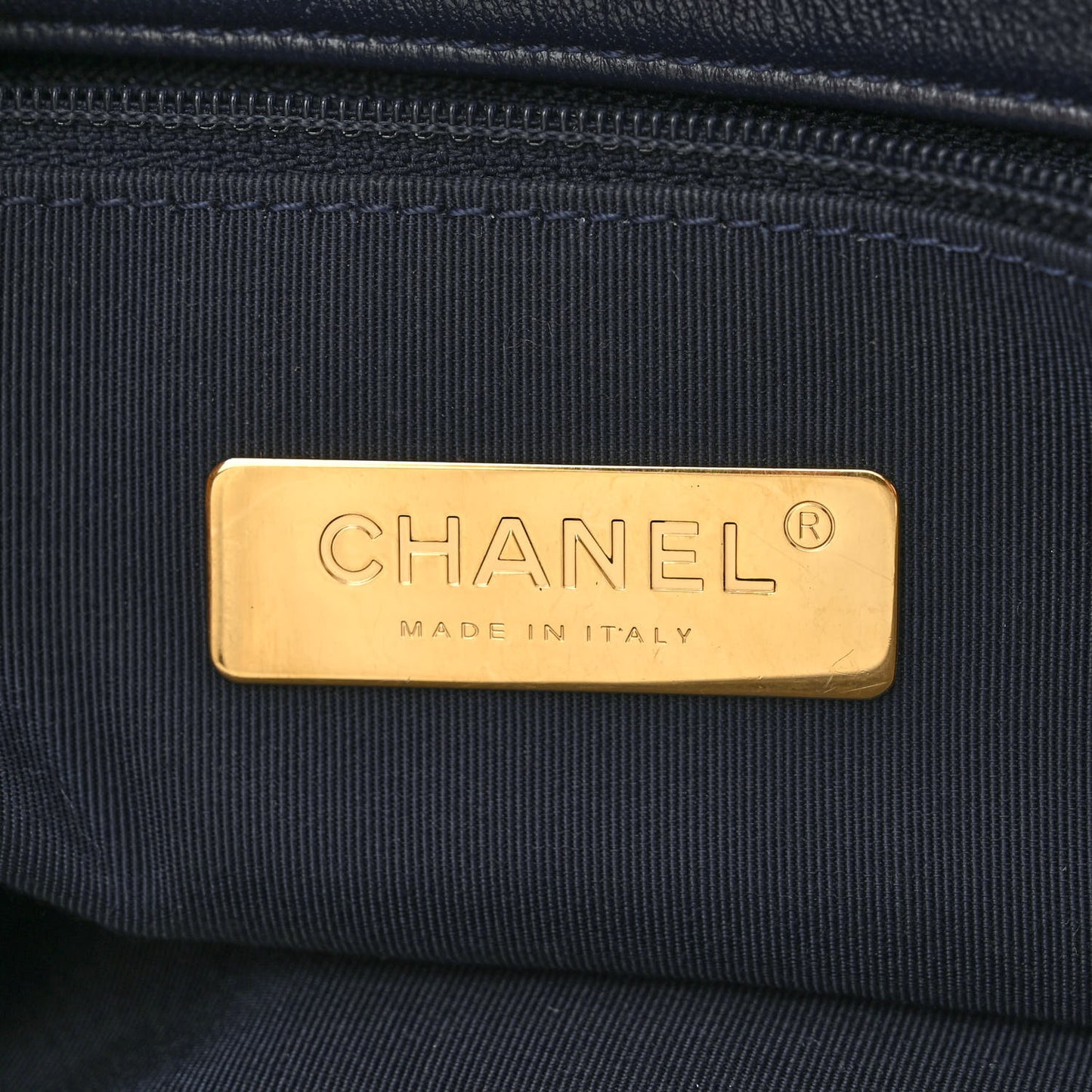 Lambskin Quilted Large Chanel 19 Flap Navy Blue