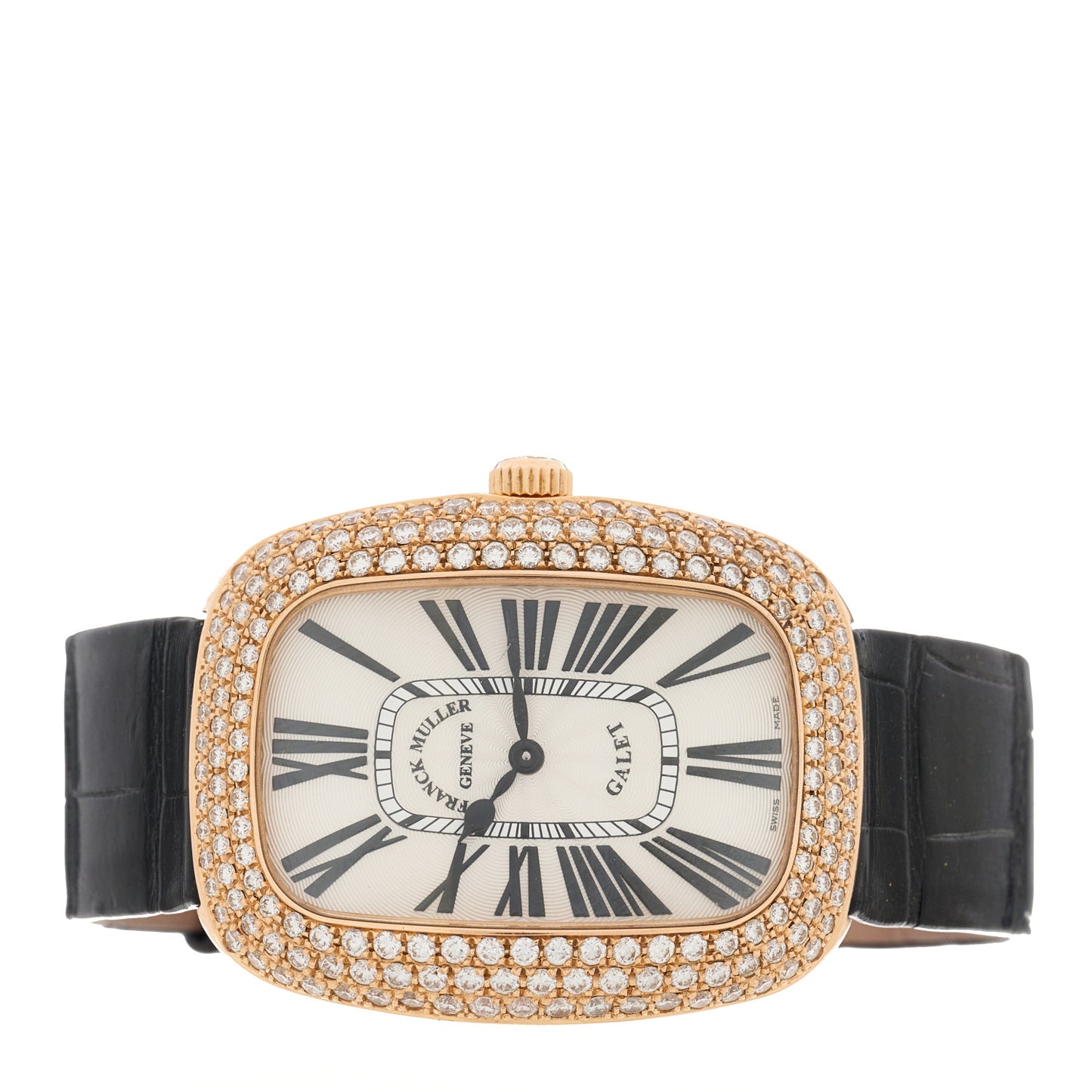 18K Rose Gold Alligator Diamond Pave Bezel 34mm Quartz Watch 3002MQZRD35N