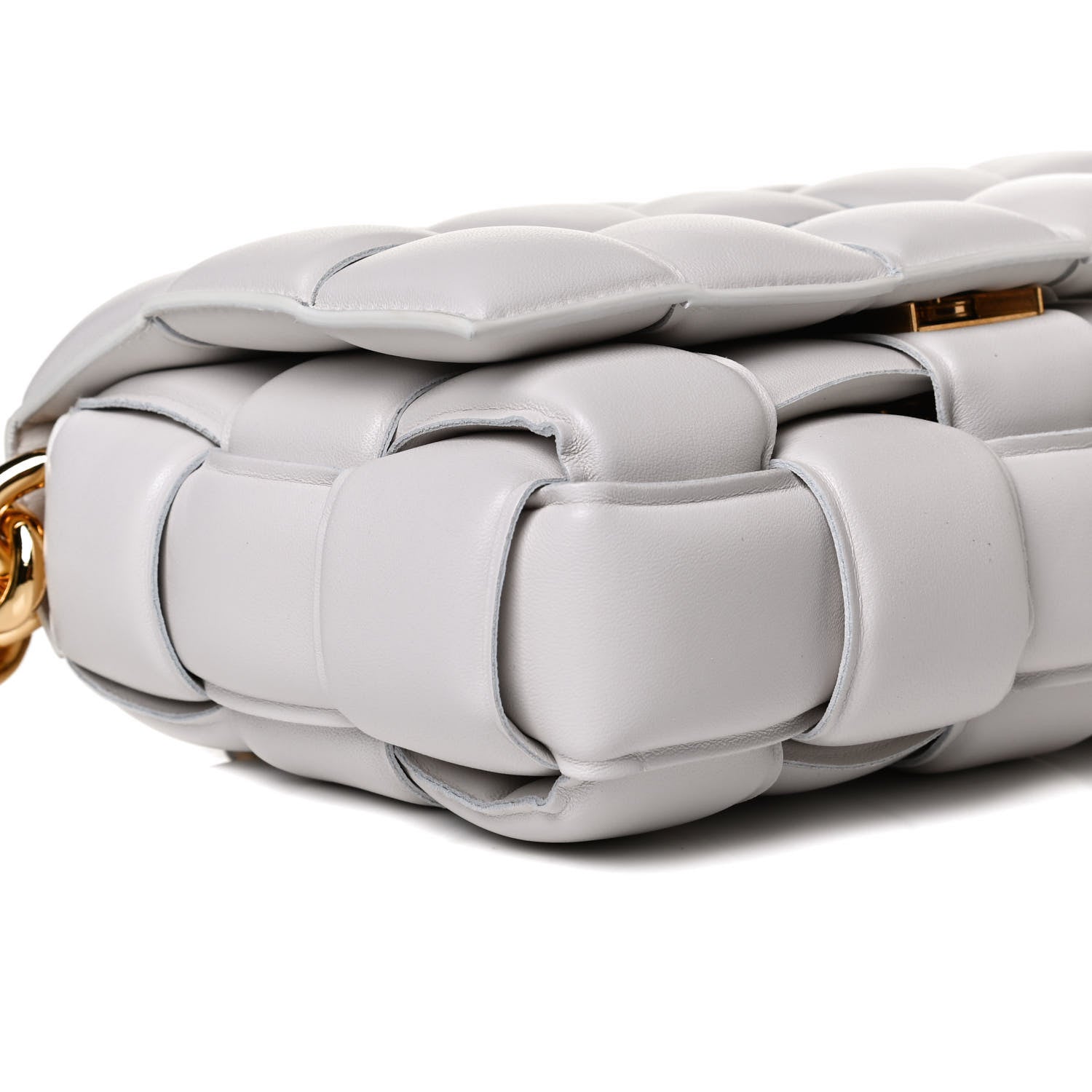 Bottega Veneta Lambskin Maxi Intreccio Padded Chain Cassette Crossbody Bag White 9 of 15