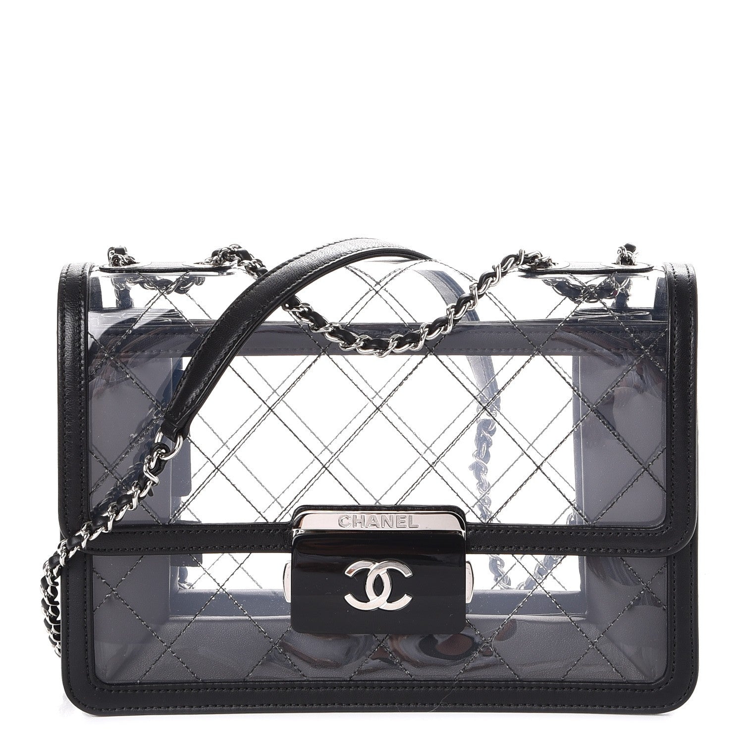 Chanel PVC Lambskin Quilted Beauty Lock Flap Black 249789 