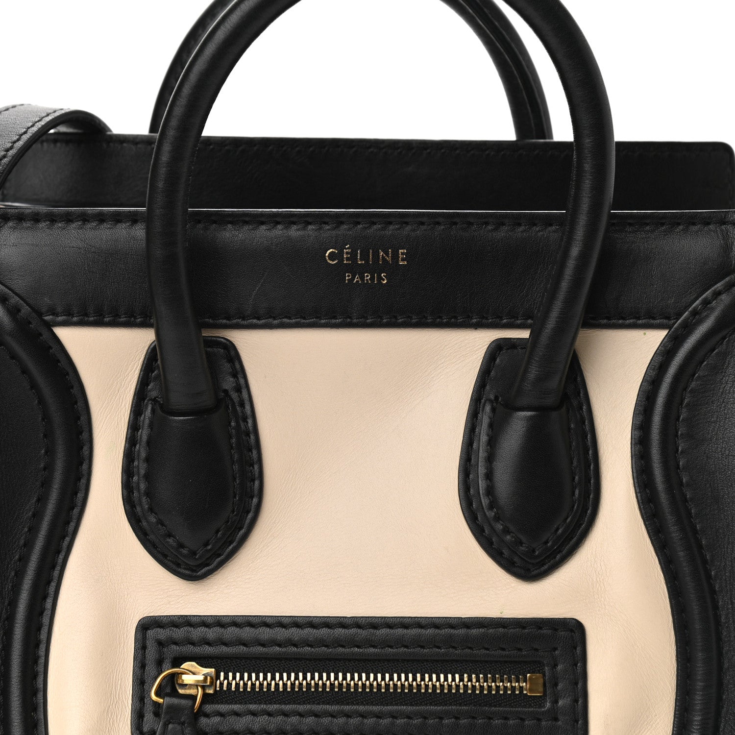 Celine Satin Calfskin Suede Nano Tri-Color Luggage Seashell 7 of 10