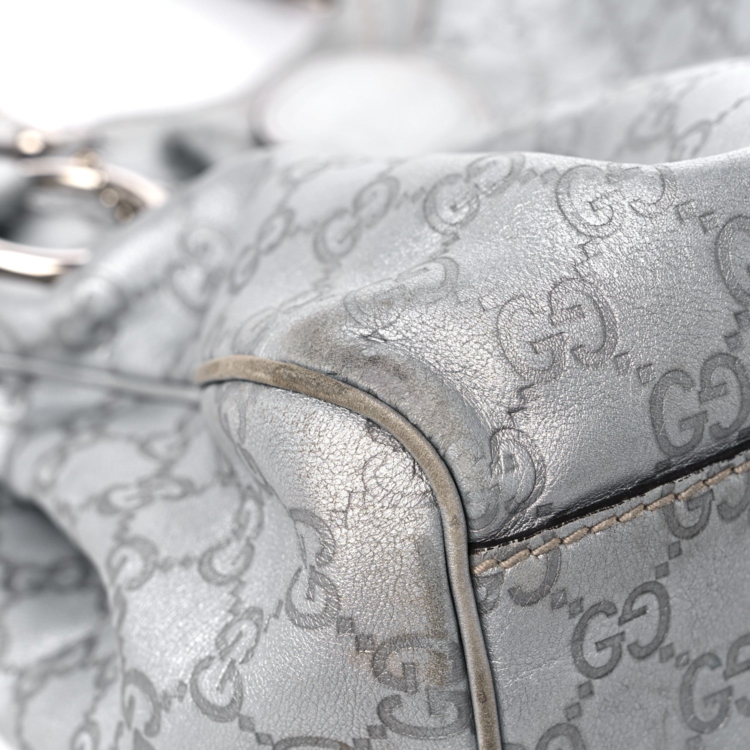 Gucci Metallic Guccissima Medium Sukey Tote Silver 8 of 25