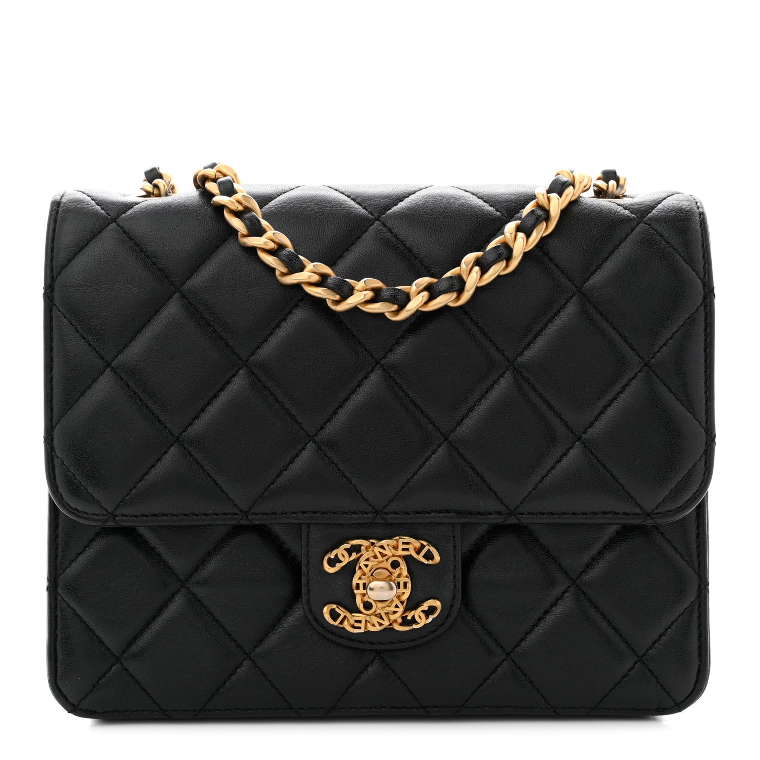 CHANEL 黒 レザー バッグ CCロゴ Chanel Lambskin Quilted CC Logo Mini Flap Black 1869079 – FASHIONPHILE